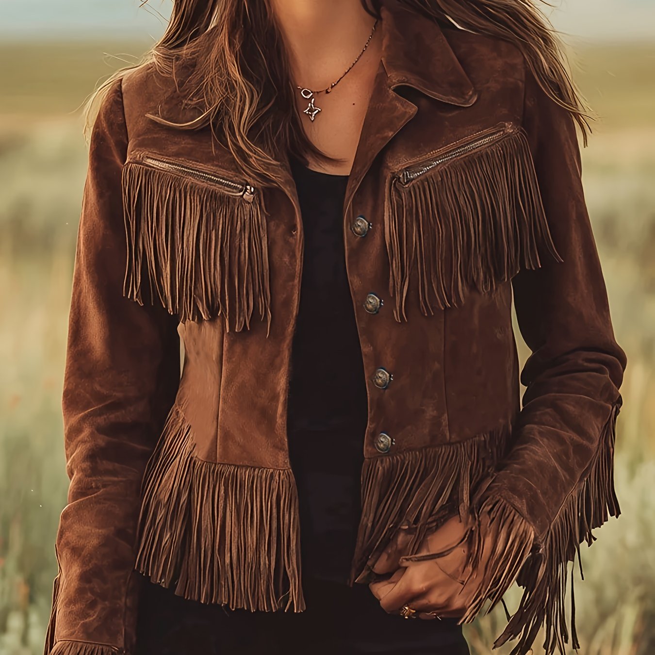 Women's Western Bohemian Fringe Suede Jacket