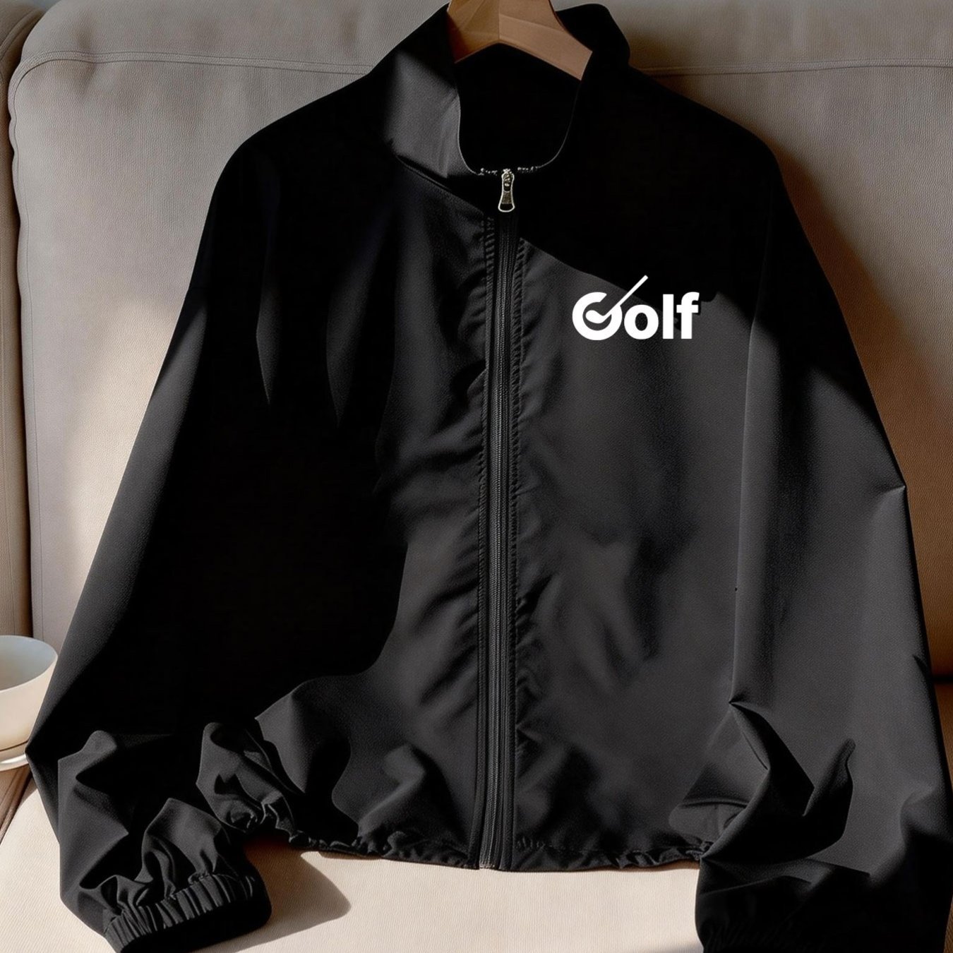 TEMU 1pc Women's Elegant And Beautiful Printed Jacket With Golf , Casual Stand Collar Zipper Long Sleeve Quick-dry Cinchable Jacket, Windproof And