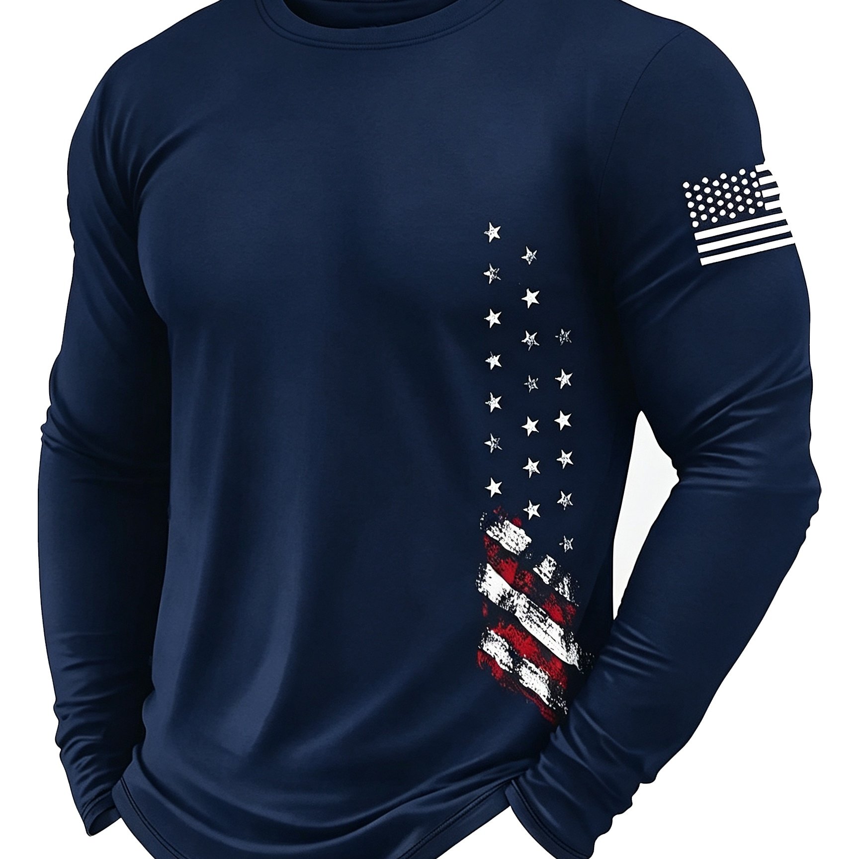 TEMU Men's Crew Neck Pullover Printed Long-sleeve T-shirt Thermal Underwear Top