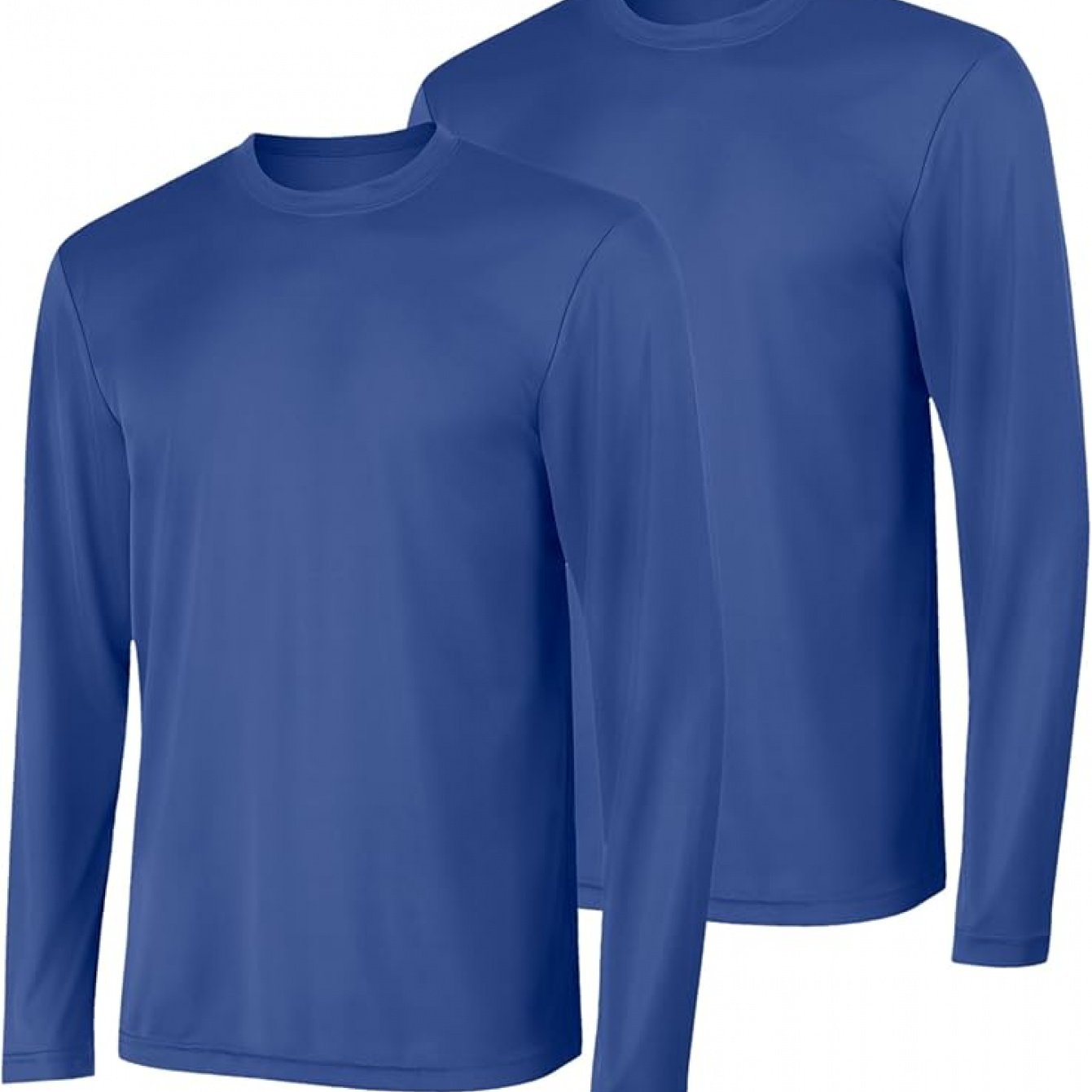 TEMU 2-pc Men' Color Regular Fit Quick-dry Long Sleeve T-shirts - Round Neck, Soft, For Hiking, Trekking, Gym Workouts