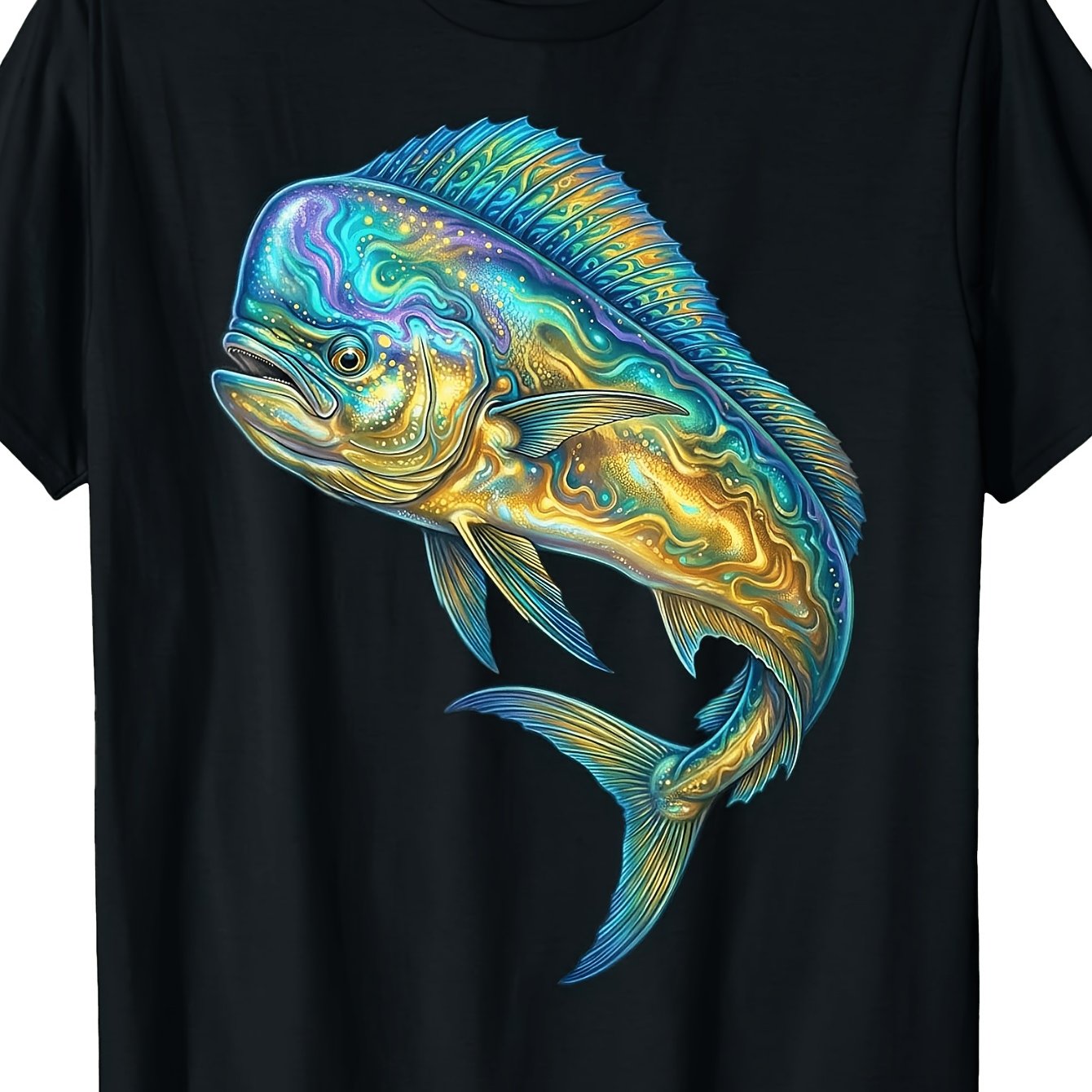 Colorful Fish Ocean Abstract Art T-shirt, Breathable Fabric Casual Tee, Wear, Printed Short Sleeve