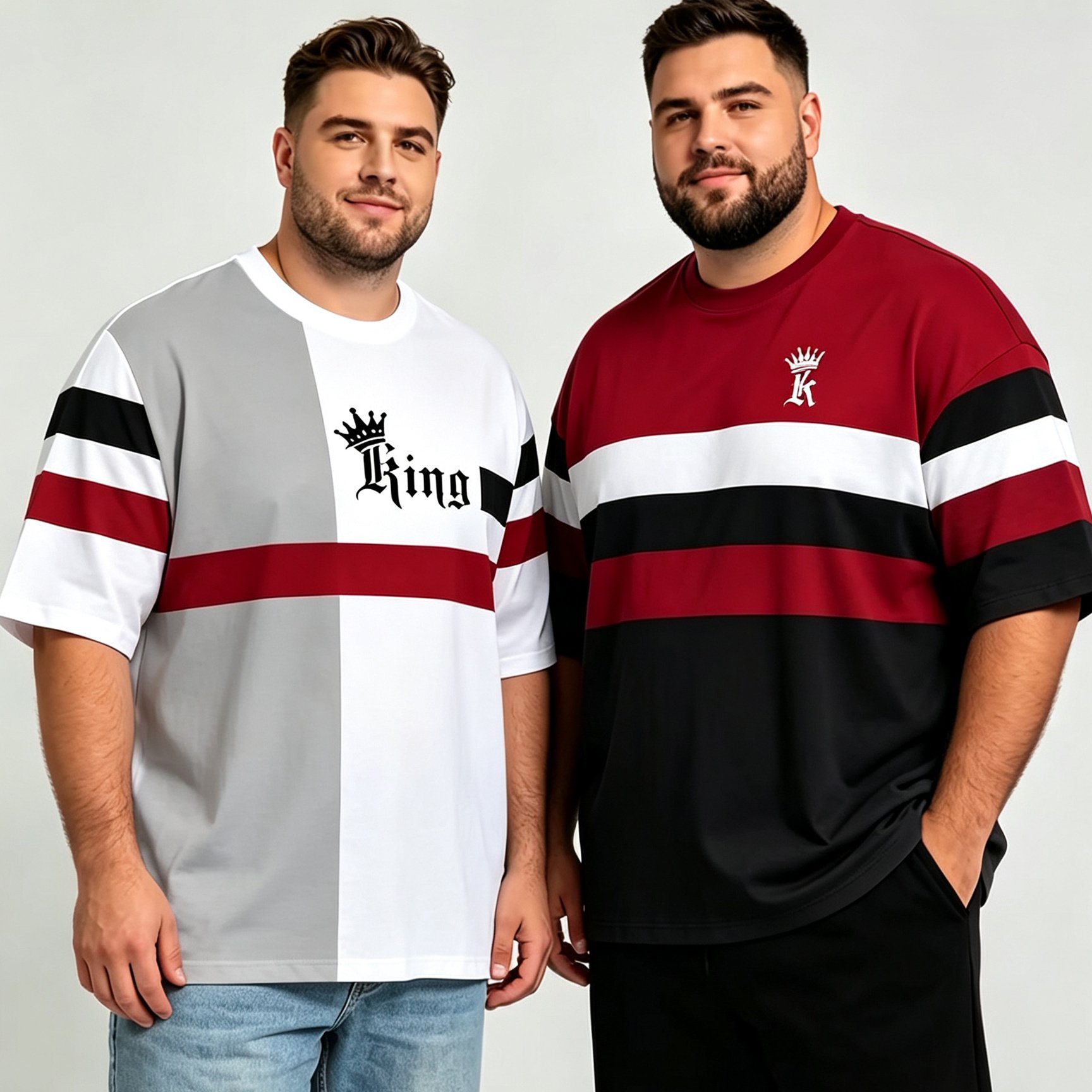 TEMU 2pcs Men's Plus Size T-shirts, Men's Short Sleeve Summer Crew Neck Tops, Graphic Print Apparel, Casual And Comfortable Pullovers, Suitable For
