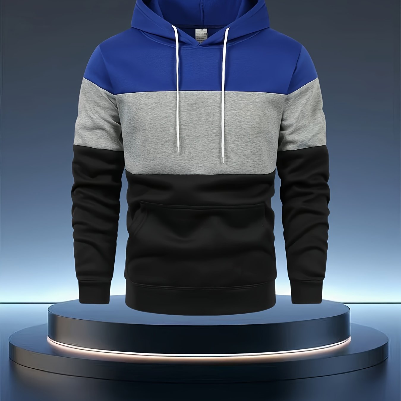 TEMU Men's Comfortable Solid Color Long Sleeve Hooded Sports Shirt - Autumn/winter Soft Casual Wear With Kangaroo Pocket And Half Zipper Design,