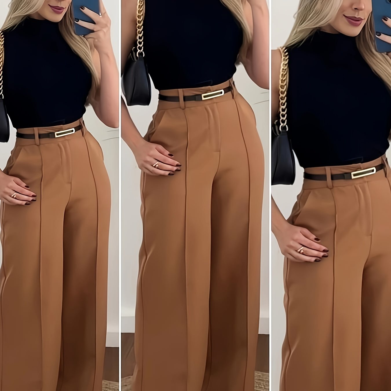 E-shop [Nicht enthalten] Elegante Damen Arbeitshose mit geradem Bein, Slim-Fit Wide-Leg Hose, Herbst- und Wintermode-Trend [YT]