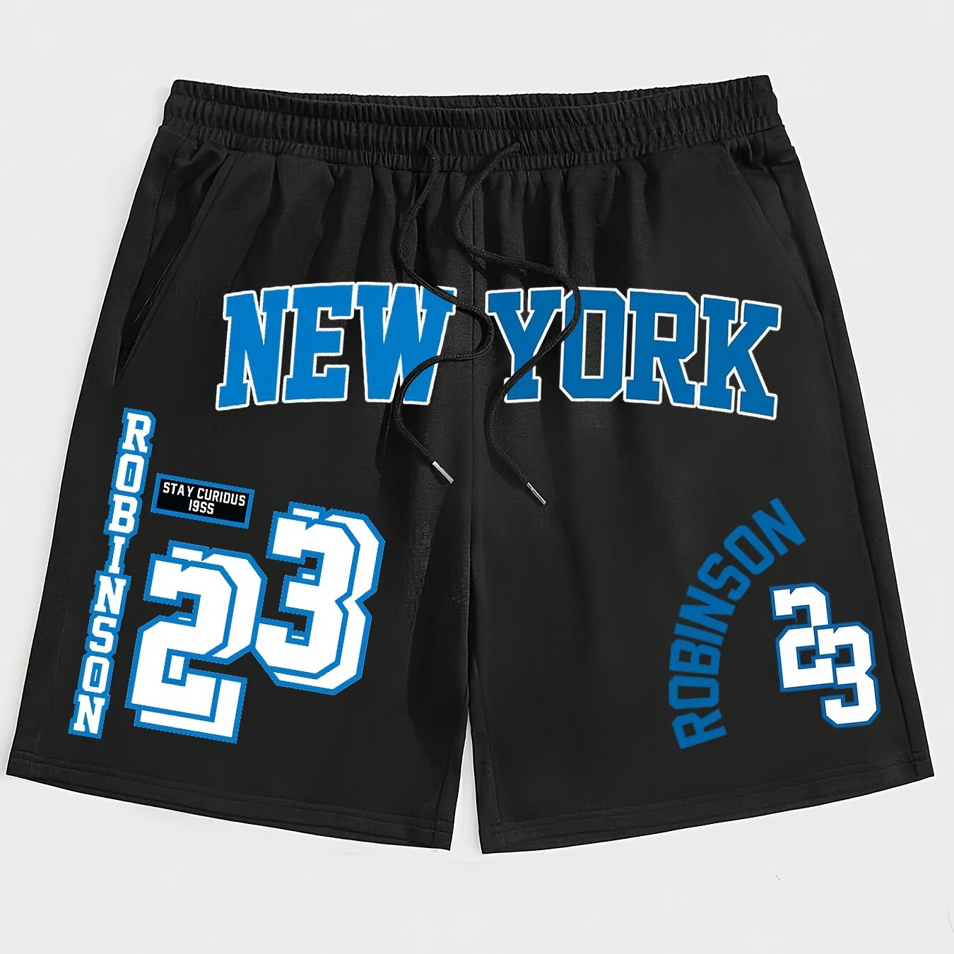 TEMU Men's Athletic Breathable Casual Shorts, Print, Loose Fit With Pockets, Elastic Waistband And Drawstring, Lightweight Breathable Fabric For