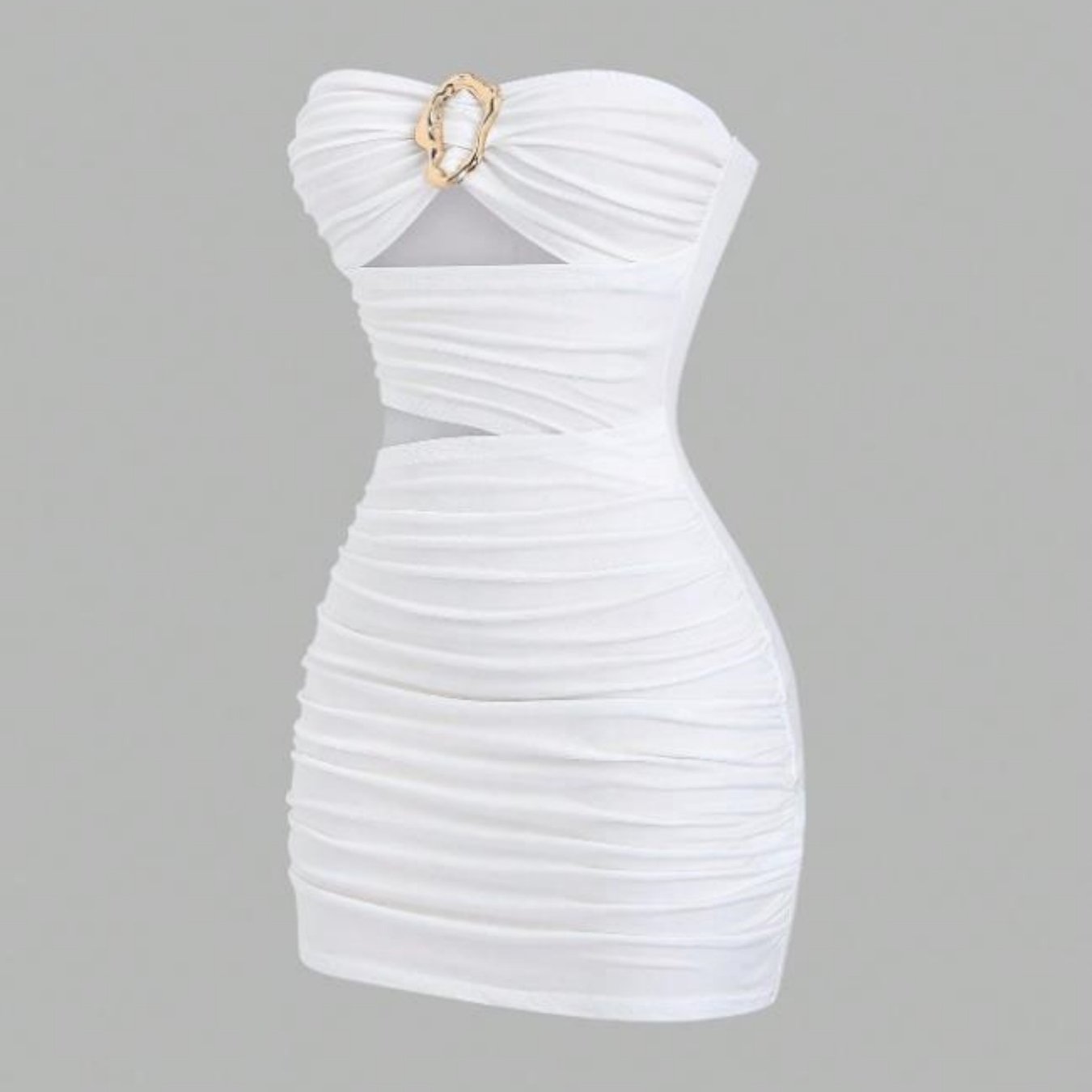 E-shop Damen Mini Bodycon Kleid in Unifarbe | für die Schulter, ärmellos, Rüschen-Details, ungefüttert, für Frühling/Sommer, ideal für Pendeln, Dates,
