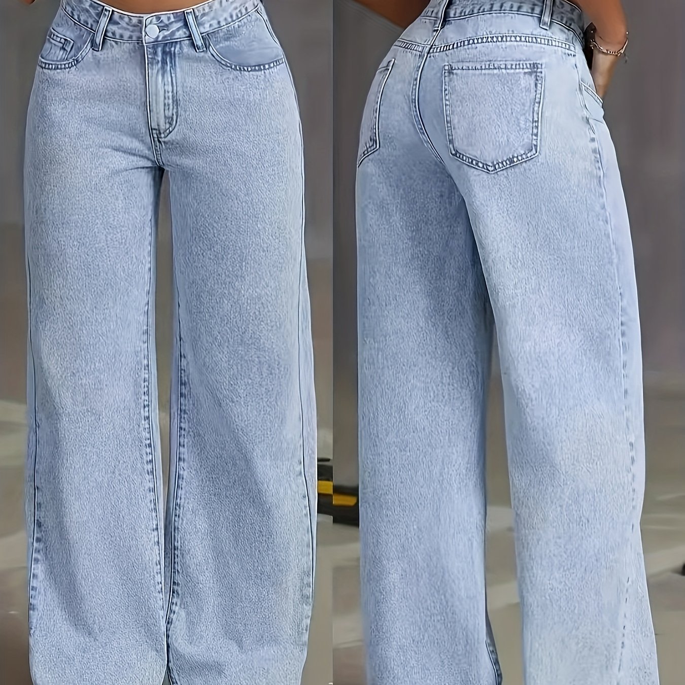 Trendy Light Wash Wide-leg Jeans