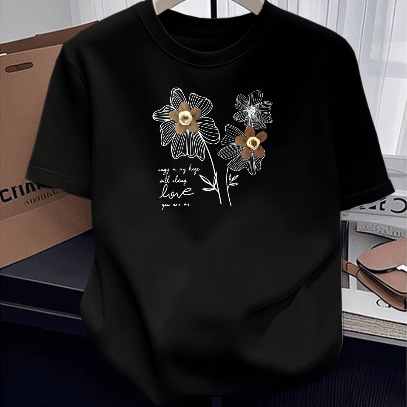 Plus Size - 100% Women's T-shirt, Summer Short Sleeve Lightweight Top, Trendy And Fashionable Standard Fit, Versatile For Casual And Commuting, Easy And And Letter Print Design