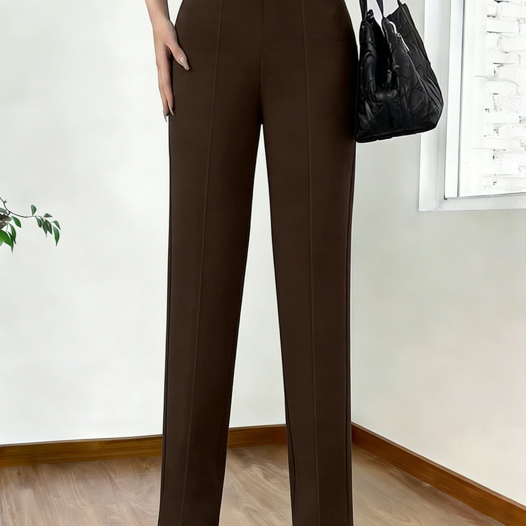 TEMU Pantalon Micro Évasé Pantalon Micro Évasé Pantalon Droit à Jambes Larges Une Paire de Pantalons pour Femmes Pantalon Élastique Pantalon à Jambes