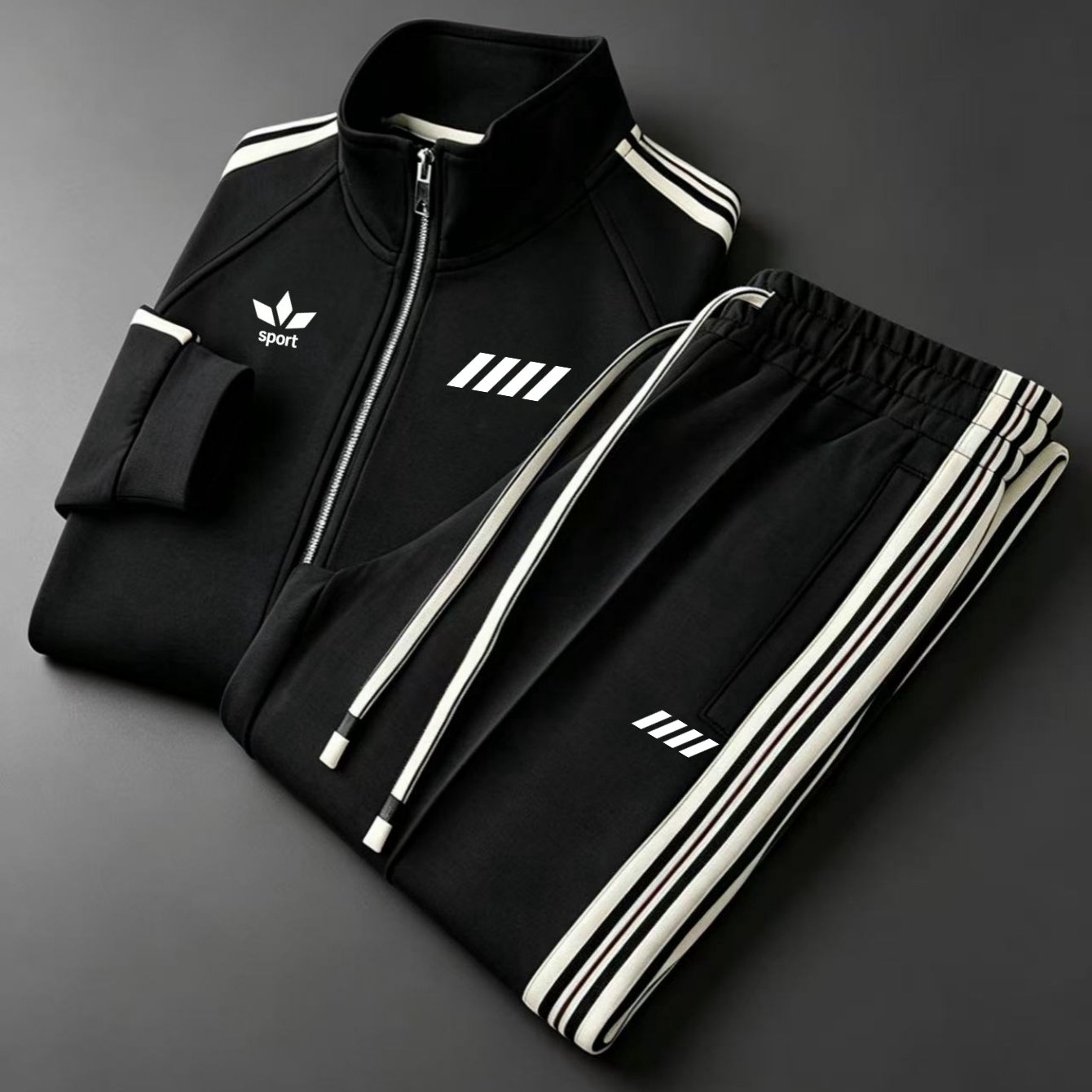 Image of 2pcs Set: Casual Sports Jacket And Trousers (unisex) - In Multiple Colors, Plus Size