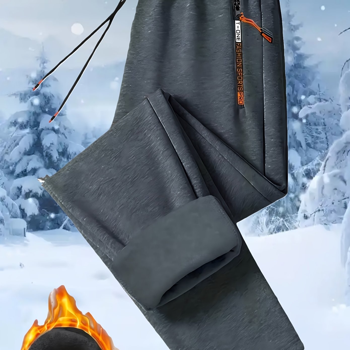 TEMU Christmas Gifts, 1pc Men's Autumn And Winter Warm Fleece Sports Pants, With Zipper Pockets/drawstring Waist, Solid Color Casual Sports