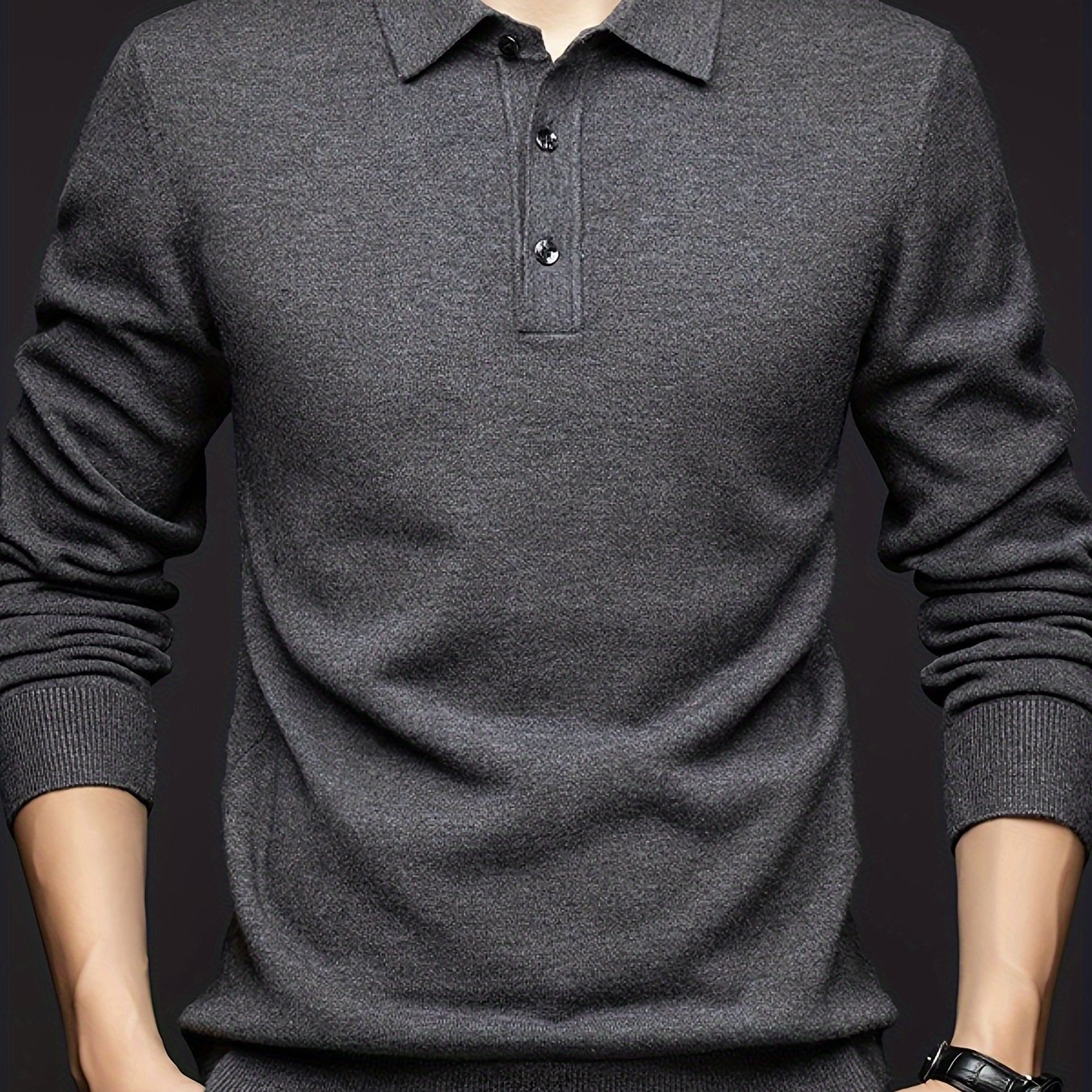 Autumn/winter Mid-aged Men's Lapel Solid Layer Pullover Sweater Knitted Shirt Turtleneck For Men