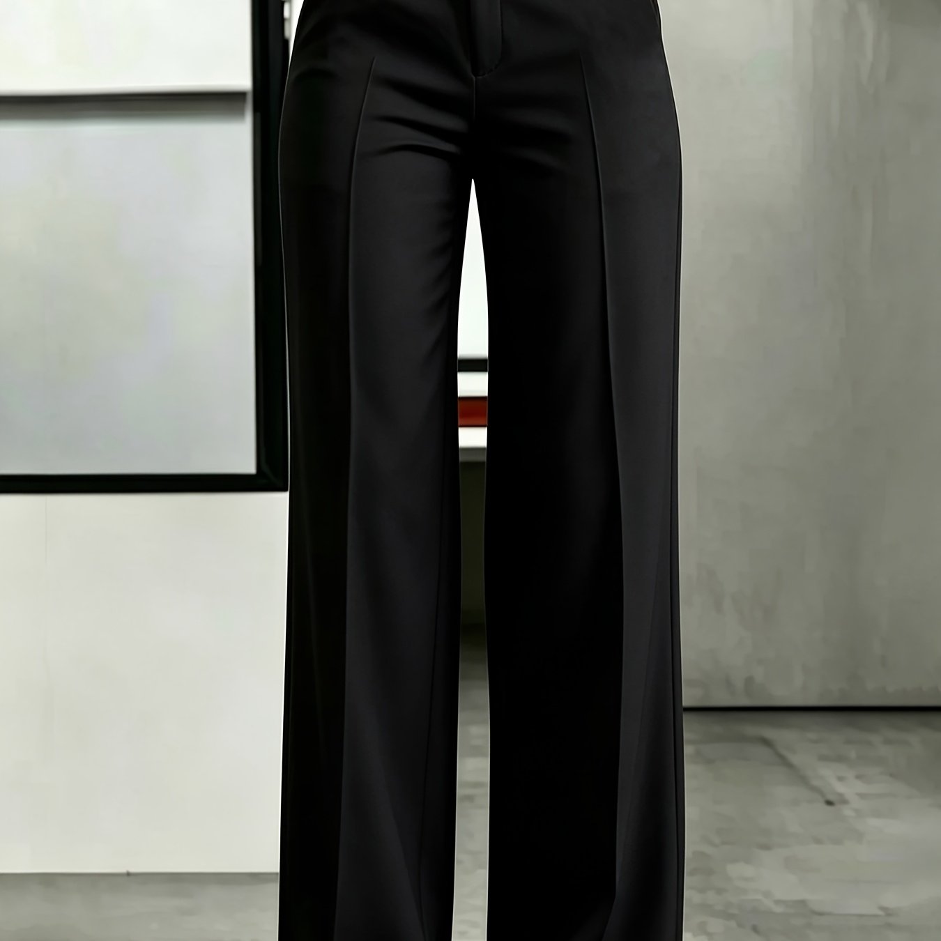 TEMU Elegant Women's Dress Pants, Solid Color High Waist Suit Trousers, Versatile For Business Formal And Casual Outfits, Tailored Slim Fit, Smooth