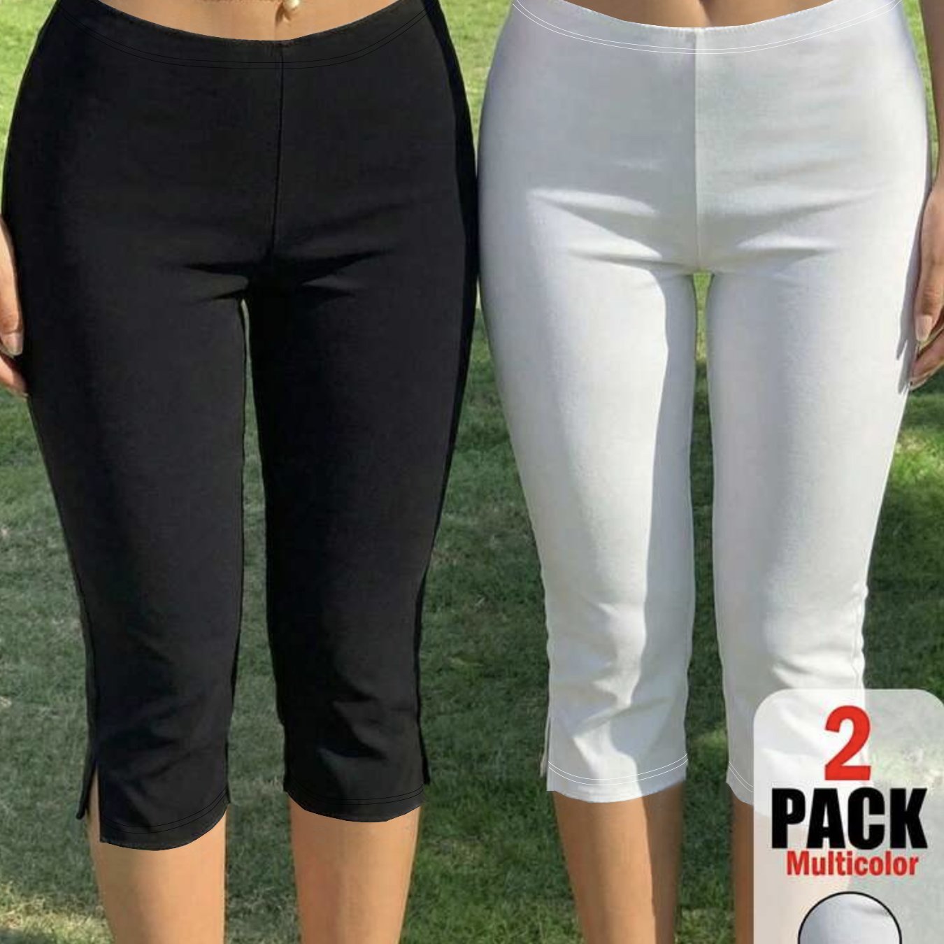 TEMU Pantalon Capri Extensible 2 Pièces pour Femme, Legging Décontracté d'Été et Y Fashion, Élégant et Polyvalent pour la Plage, les Vacances et les
