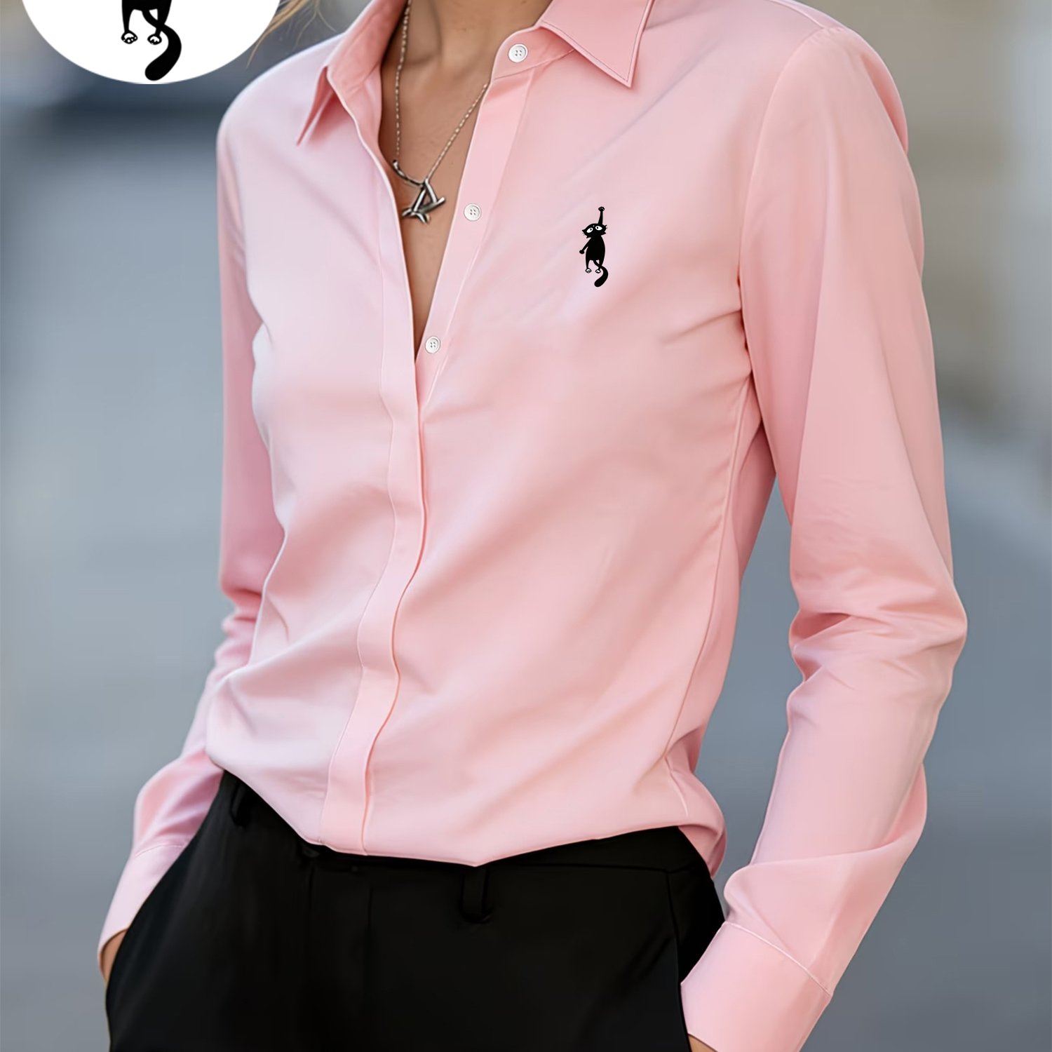 TEMU Women's Long Sleeve Professional Shirt, Spring/summer/autumn Workwear, Fashionable And Elegant Commuter Blouse