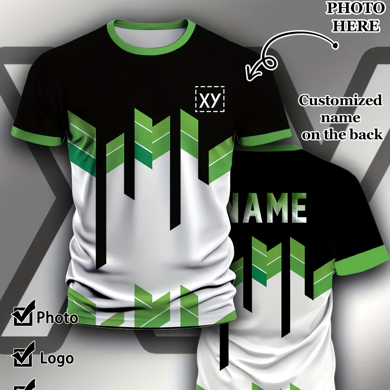 TEMU Camisetas unisex personalizadas con estampado 3D casual, hechas de tela cómoda de secado rápido, personalizables con logotipos, imágenes y ,