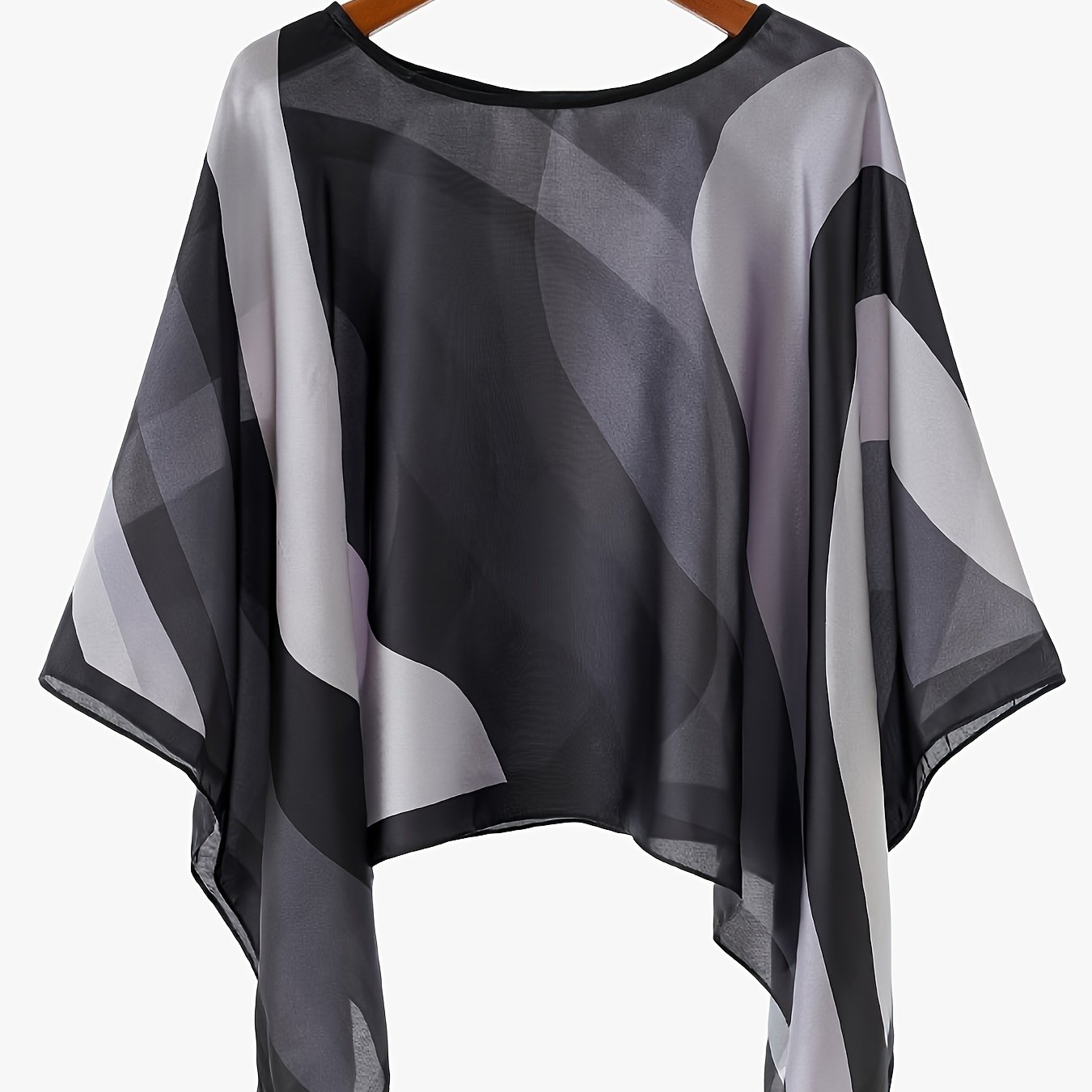 TEMU Satin Women's Summer Travel, Tropical Print Sunscreen Cover-up, Bohemian Style, Plus Size Magic! Loose Breathable Versatile Cover-up