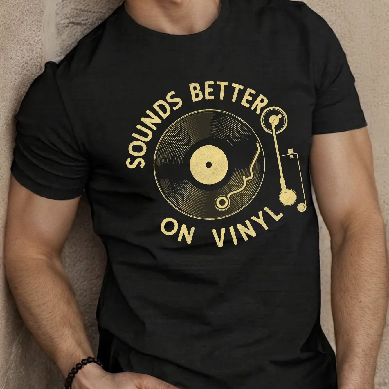 TEMU Record Player Sounds Better On Vinyl Men's Short Sleeve T-shirt Summer T-shirt Top