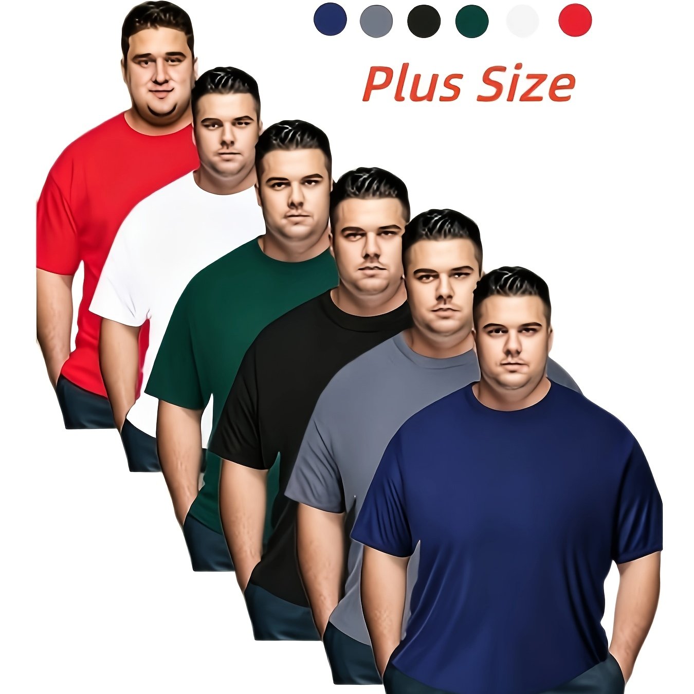TEMU 6pcs Men's Plus Size T-shirts, Quick- Short Sleeves, Mixed Colour Casual Plus Size Short Sleeves - Lightweight Breathable Running Shirt,