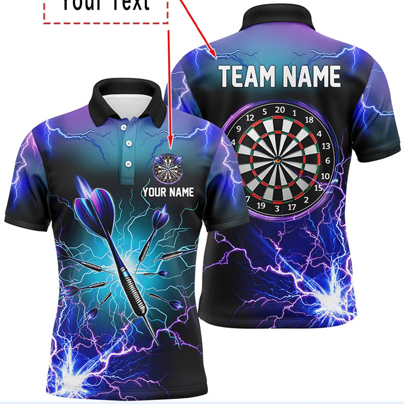 TEMU Custom-designed Men's Darts Club Shirts - Featuring Personalized Name And Name Printing, Button Closure, Breathable And Quick-drying, Suitable