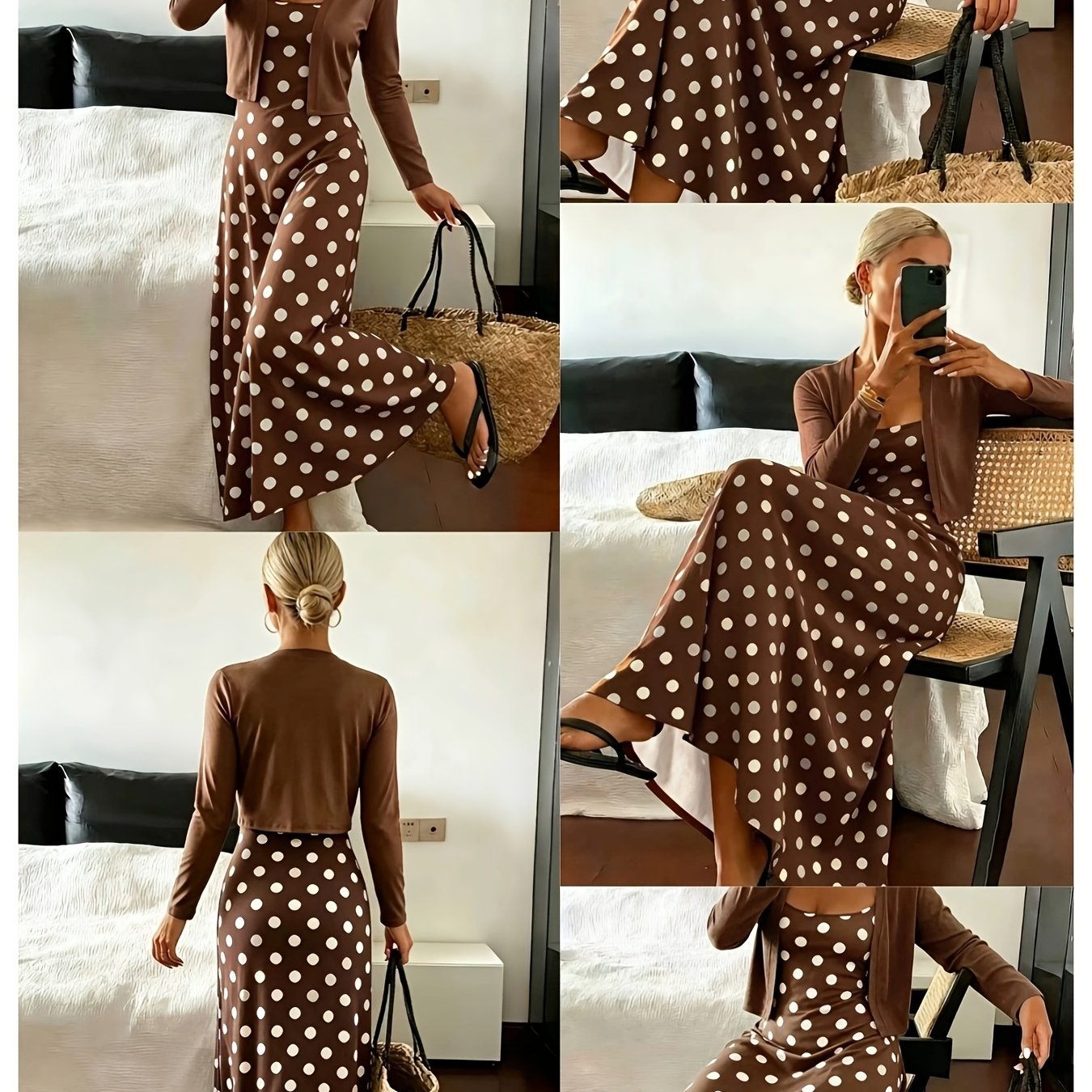 TEMU Women's Loungewear Set, Women'-piece Set With Camisole And Cardigan, Set Wearable Outside, Loungewear