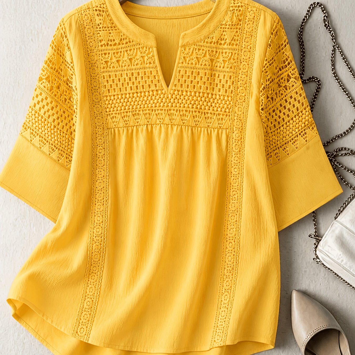 TEMU Plus Size Women's New Lace Shirt