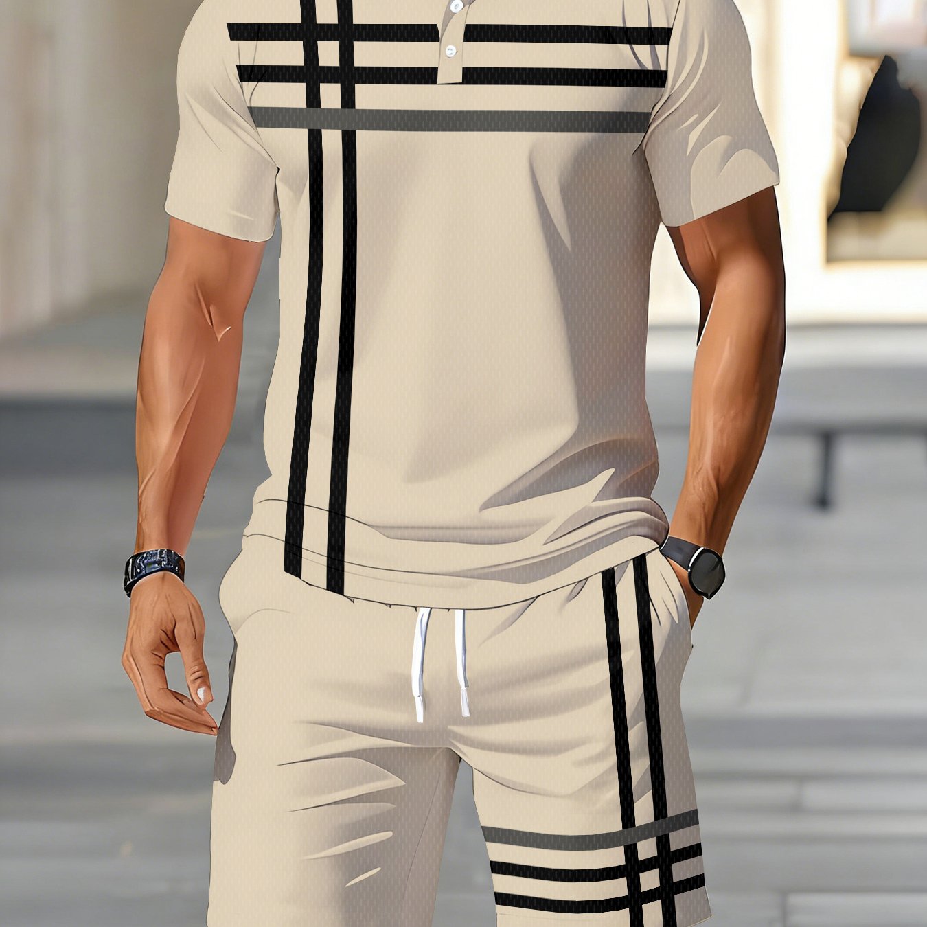 TEMU A Two-piece Set Consisting Of A Short-sleeve Shirt And Shorts, Perfect For Casual Summer Streetwear