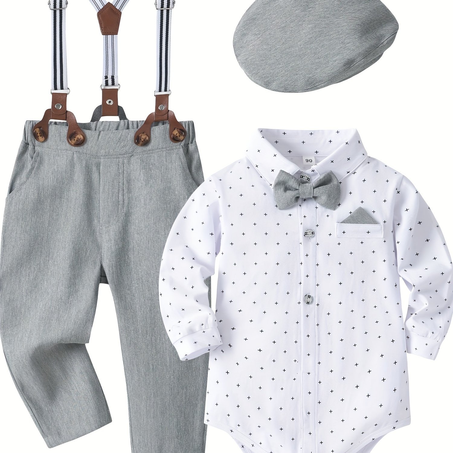 Boys' Hooded Romper Gentleman Suit