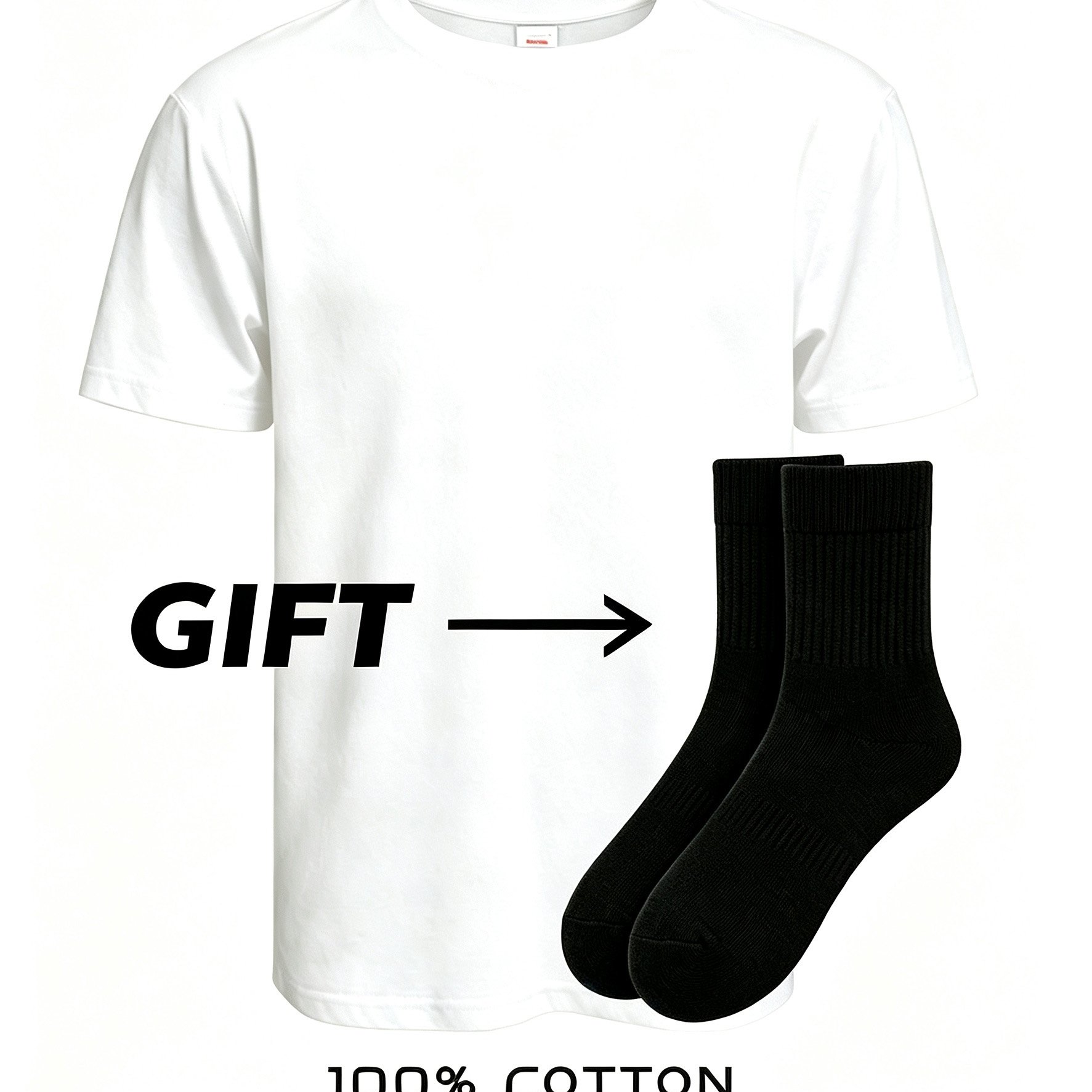 Image of Men's Plus Size Short Sleeve T-shirt For Summer, Breathable & Comfortable, Ideal For Fishing, Sports And Daily Casual Wear, Basic Undershirt + Free Pair Of Socks As Gift
