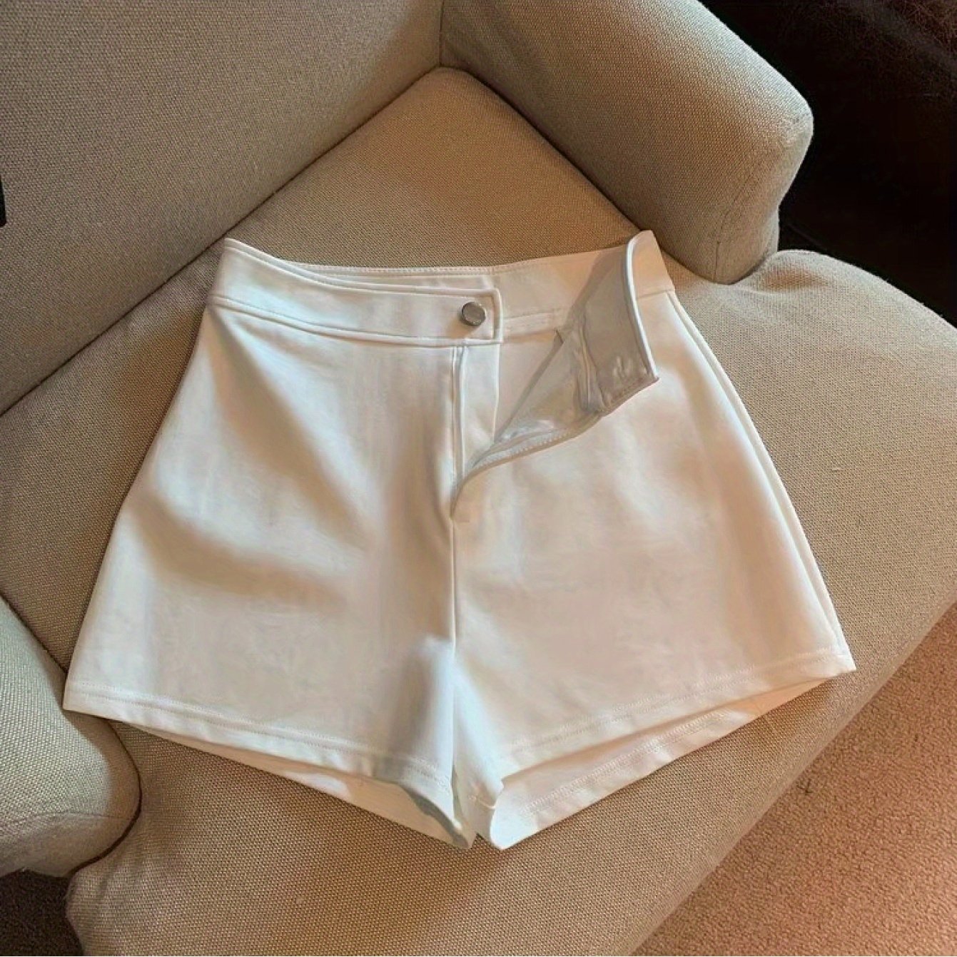 TEMU 【商品名】レディース ハイウエスト ストレッチ ショーツ - 夏用 タイト セクシー カジュアル ポケット付き、 ツートーン、洗濯機洗い可、ク生地