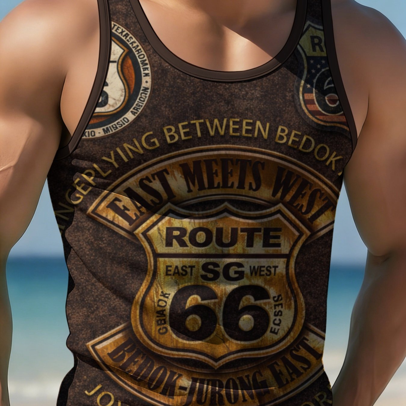 TEMU Men's Casual Sleeveless Vest Crew Neck Summer Top Lightweight Comfortable Geometric Sports Design
