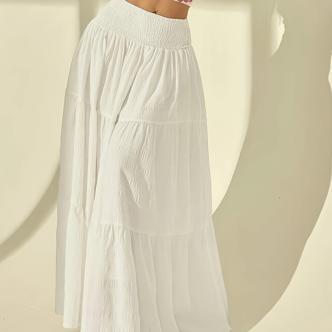 Women's Textured Fabric Oversized Skirt, Vacation A-line Hem Long Skirt, Suitable For Vacation, Suitable For Summer