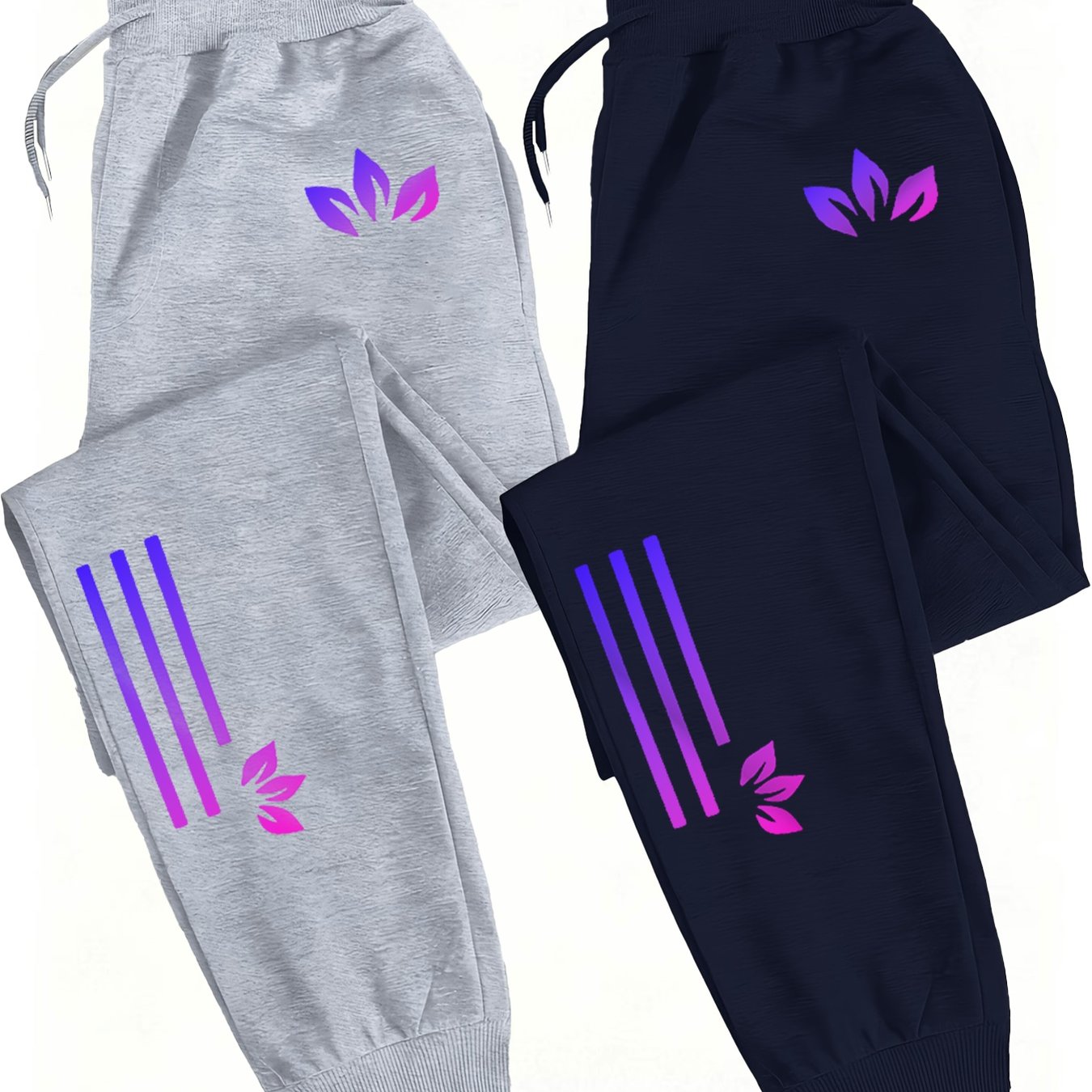 TEMU 2pcs Unisex Jogger Pants, Casual Sweatpants With Graphic Print, Elastic Drawstring Waistband, Loose Pants, Suitable For Gym, Running, And Daily