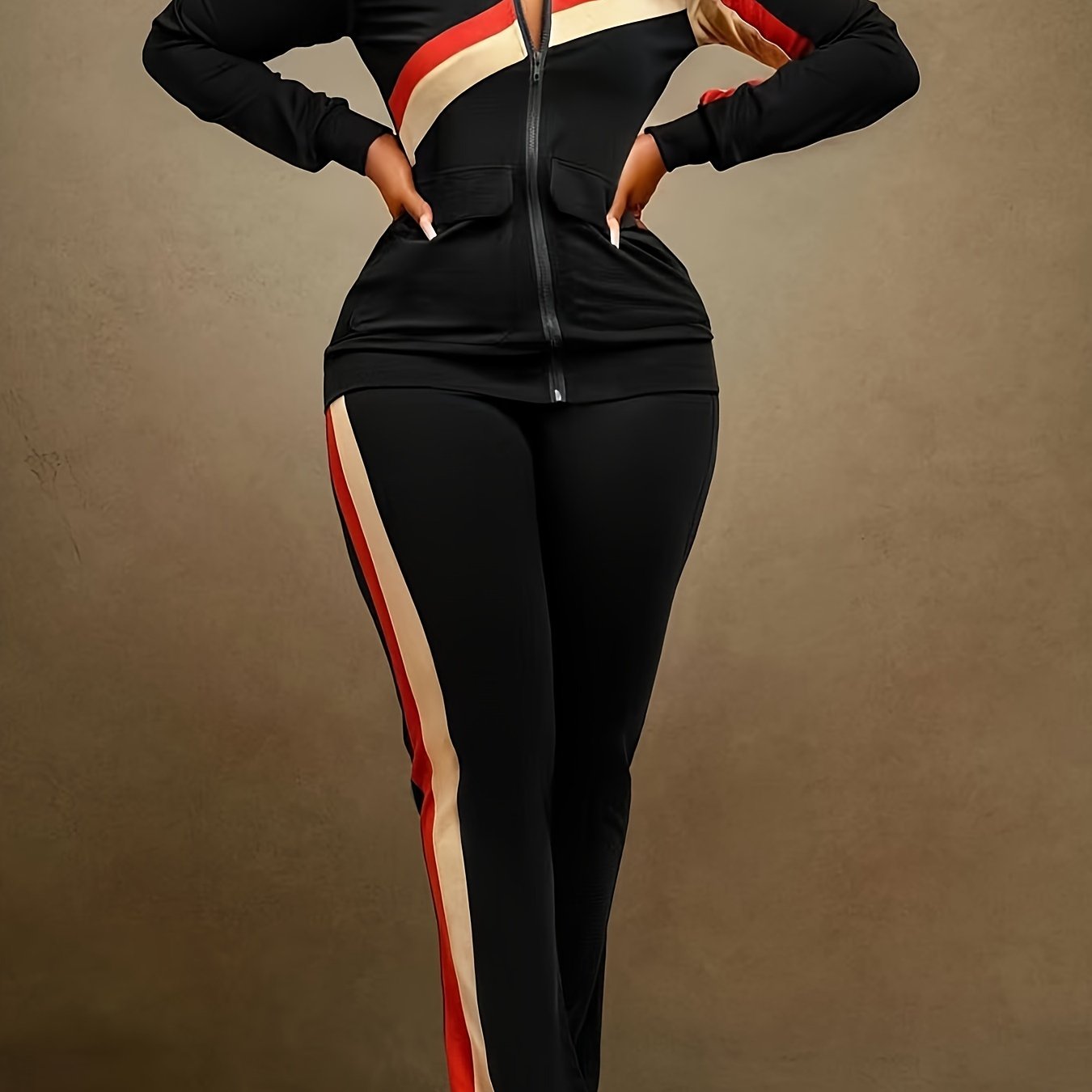Image of Xy9999 American And European Women's Wear, Color-block , , Fashion Casual Two-piece Set