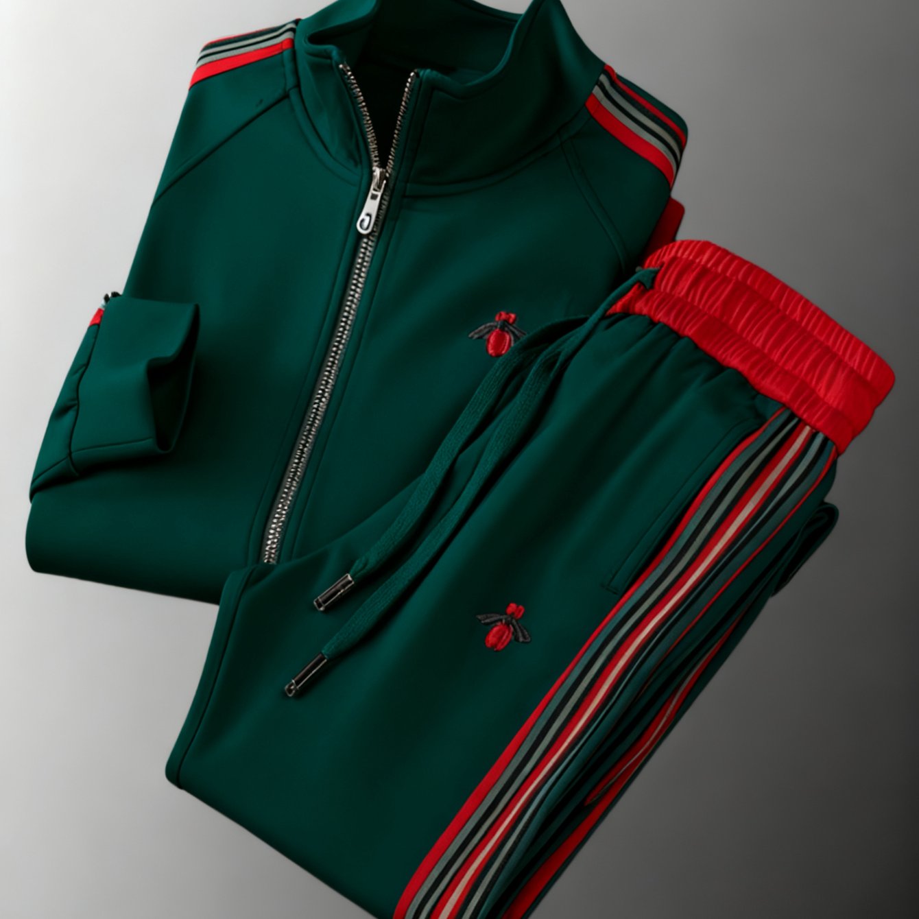 's Casual Sports Jacket And Pants Set Featuring Trendy -block Printing. This Outfit Is Unisex, In Colors, Making It A Perfect Gift For Any Occasion, Valentine's Day