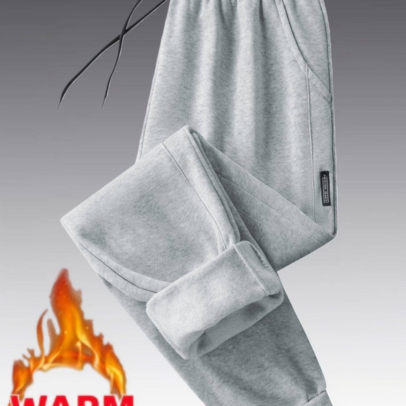 TEMU Men's 4-color Warm Tapered Full-length Pants - Heavyweight Winter Trousers With Non-elastic Cuffs And Drawstring Waist, Solid