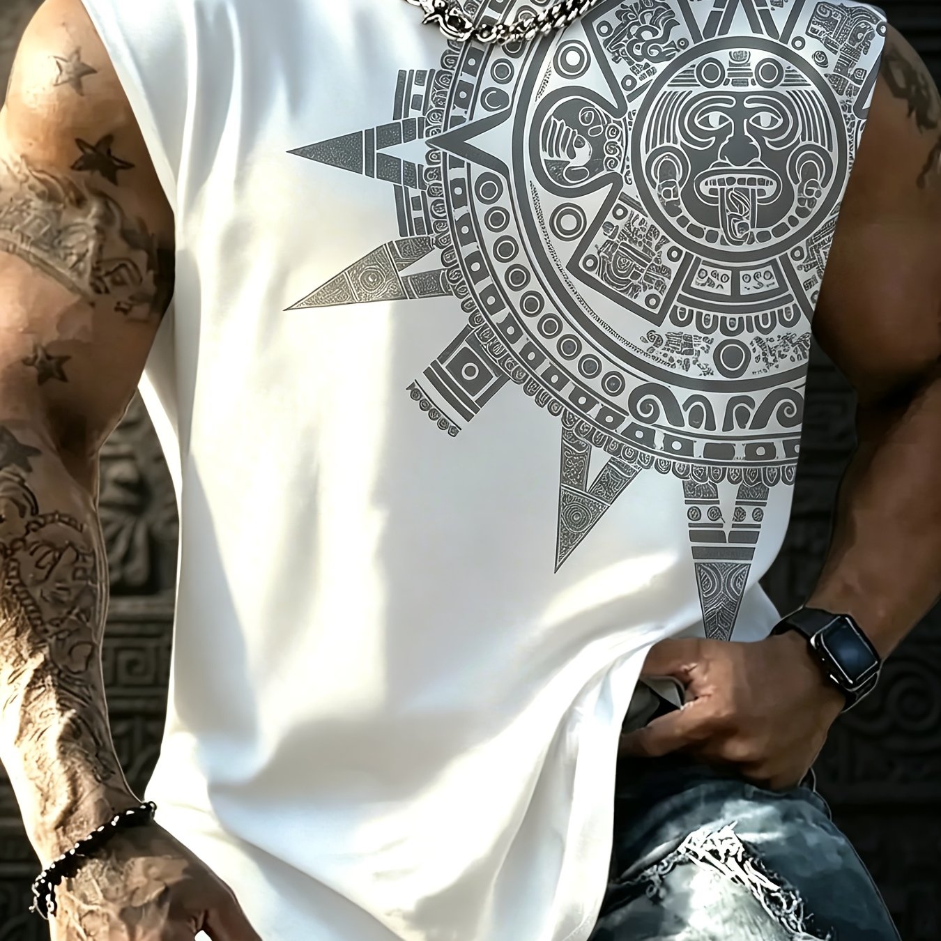 TEMU Men's Colorful Printed Cartoon Pattern Comfortable Breathable Vest, Men's Casual Sleeveless T-shirt, Summer Fitness Workout Training Basketball