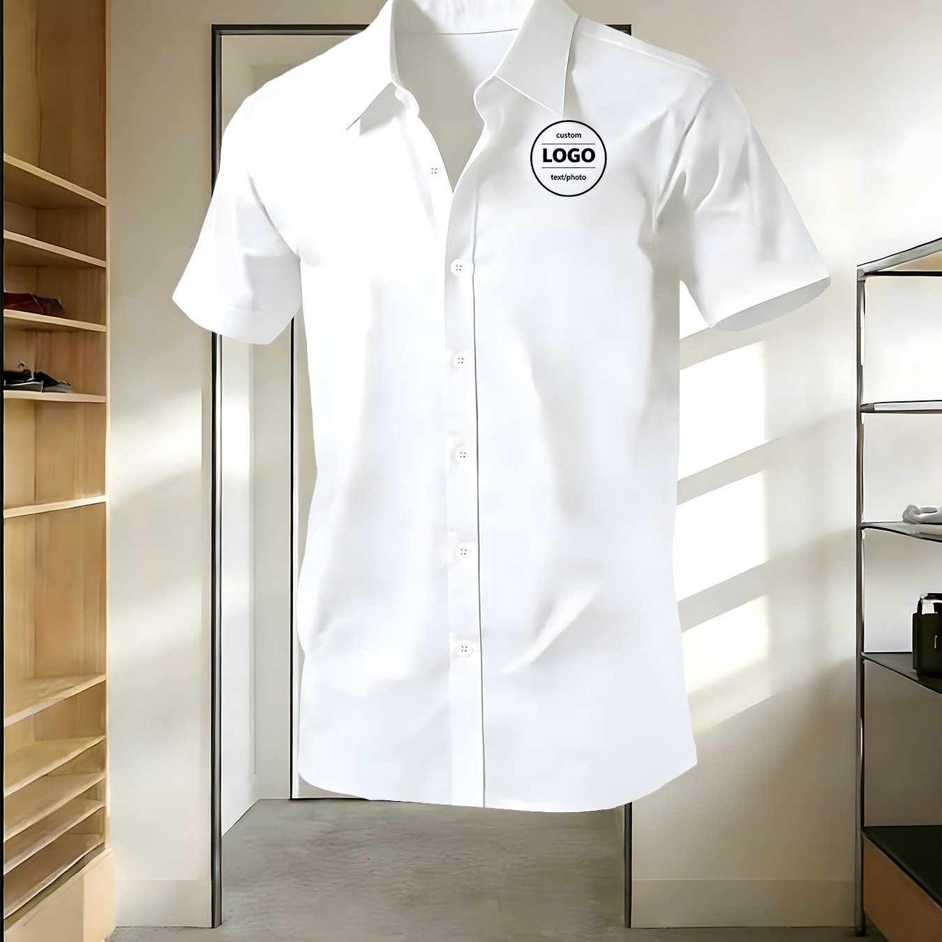 TEMU Customizable Men's Casual Shirt, Featuring To Add Your Photo Or Logo. Perfect For Parties, Outdoor Activities, And Casual Attire