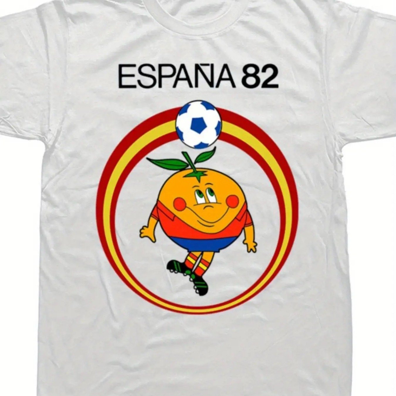Image of Men's 82 Spanish Football Graphic T-shirt | Vibrant Soccer & Player Design, Crew Neck, Long Sleeve, Casual Sports Fan Clothing, High-quality Boutique Print, Perfect Gift For , Fit