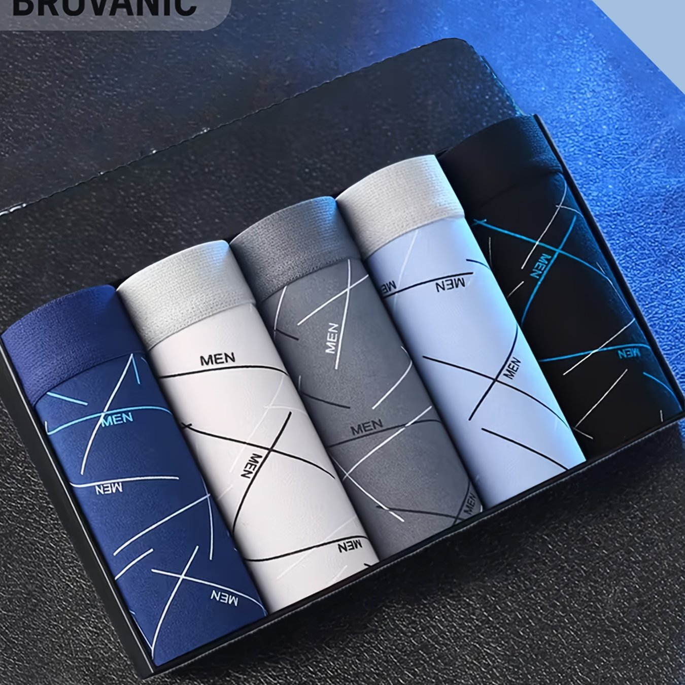 TEMU Random 5pcs Men&;s Boxer Briefs Underwear - Breathable Loose-fit Boxer Shorts, Solid Color Casual & Active Wear, Machine Washable Comfortable