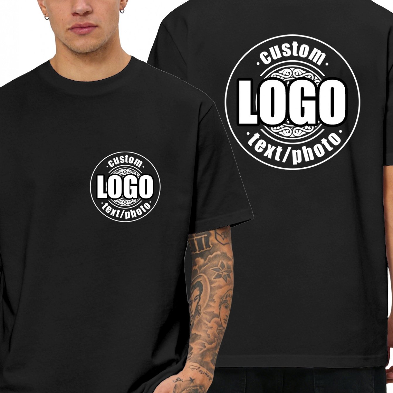E-shop Personalisiertes T-Shirt für Herren mit individuellem Druck, individuelle Fotogestaltung – Laden Sie Ihr Bild/Logo/Familie//Person/motivierenden