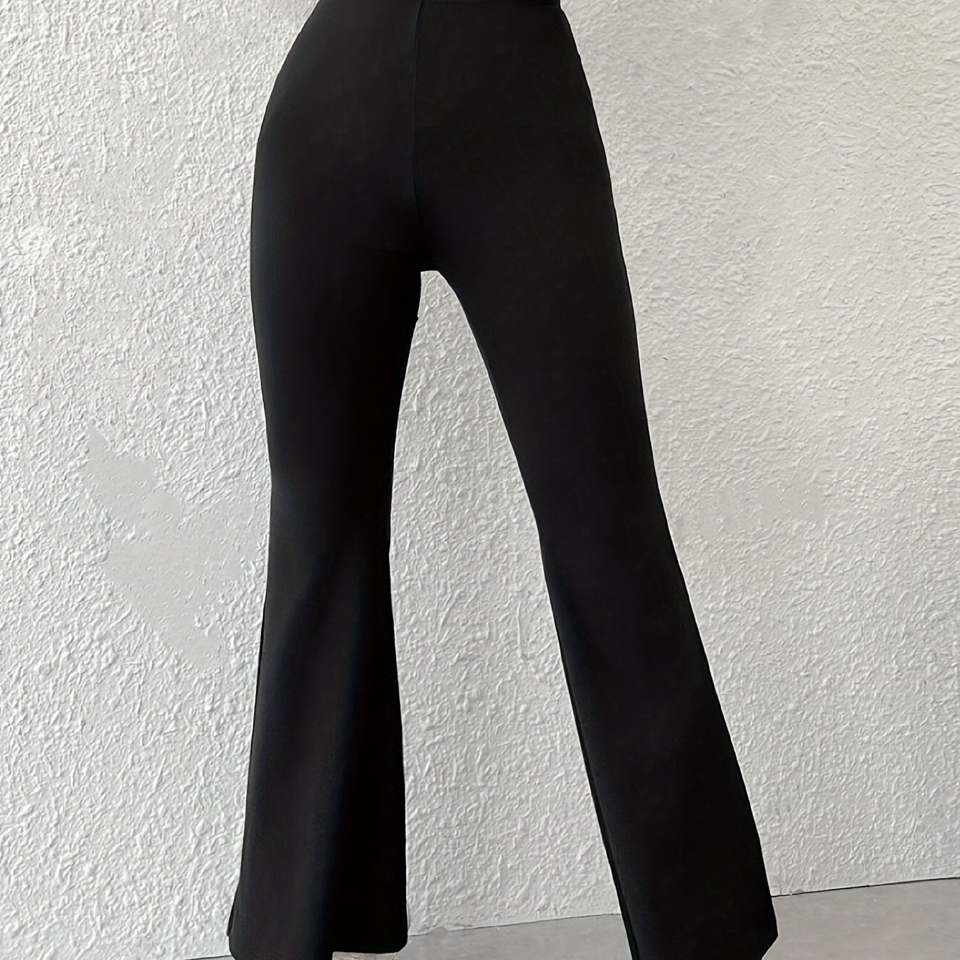 Solid Color High Waist Flared Pants