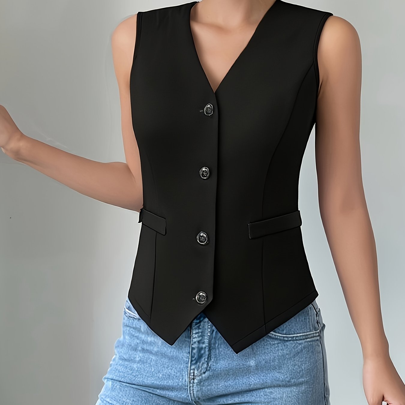 TEMU New Elegant Commuter Fashion Temperament Sleeveless Solid Women's Vest Top