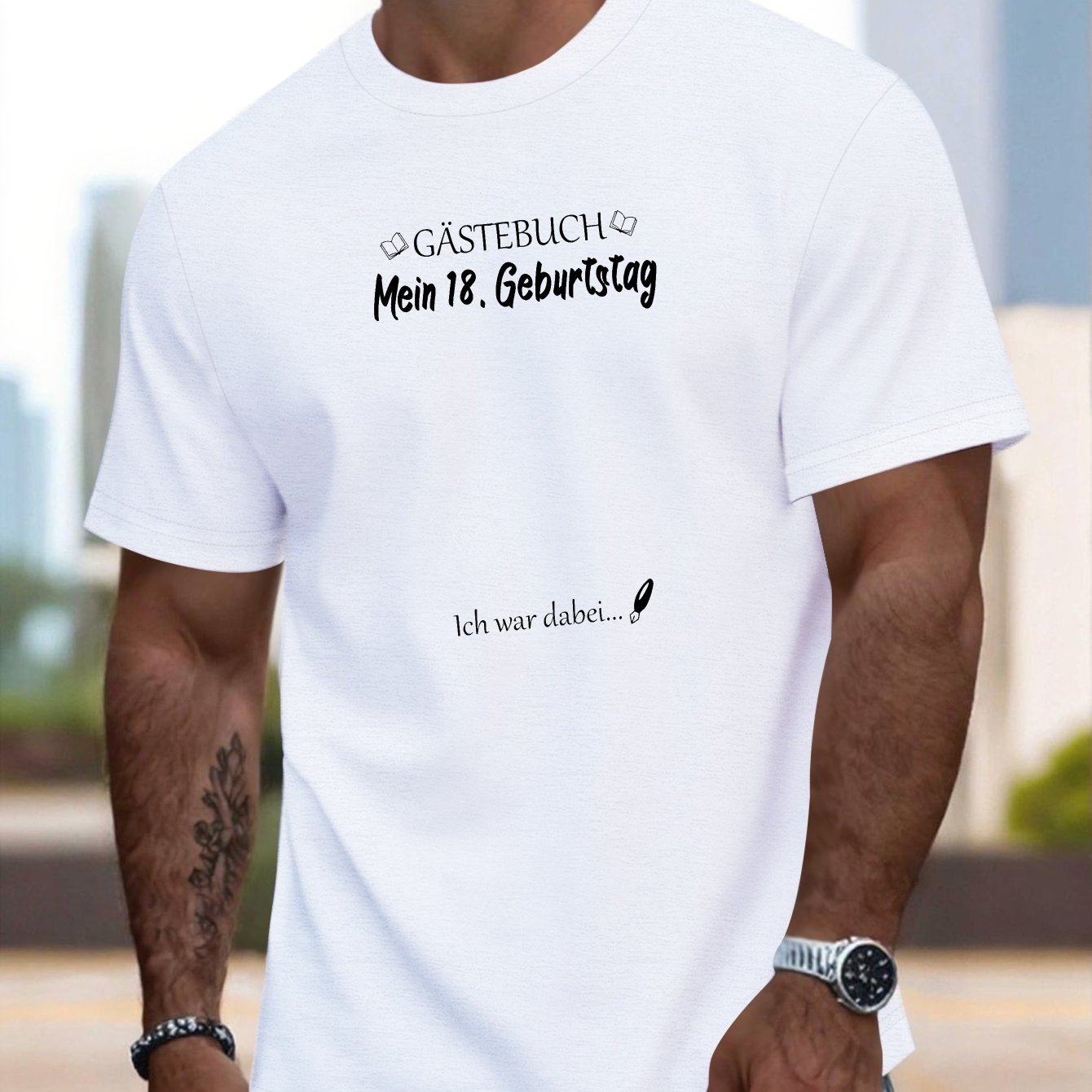 TEMU Guest Message Book My 18th Birthday Print, Men's Round Crew Neck Short Sleeve Tee, Casual T-shirtcasual Comfy Lightweight Top For Summer