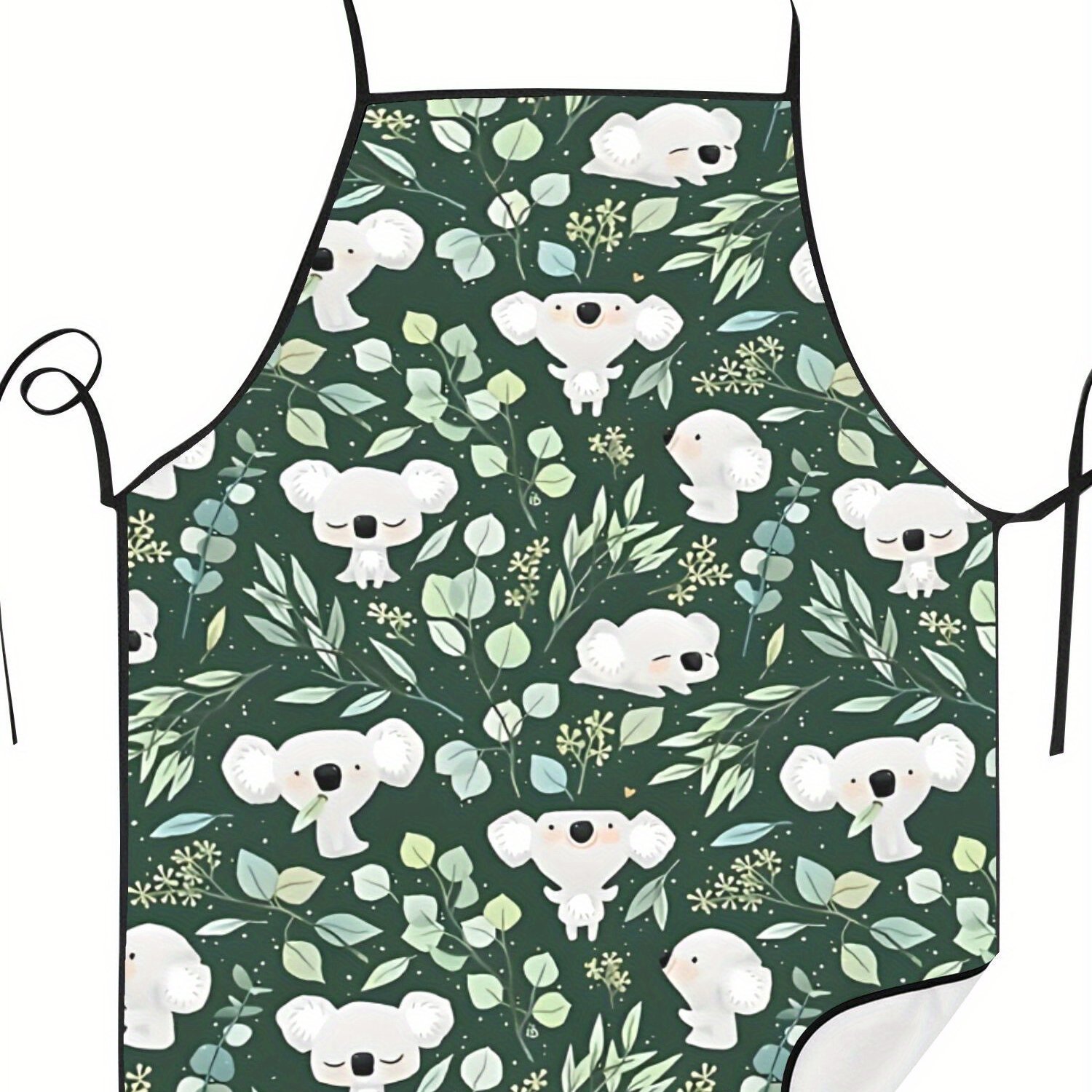 TEMU Koala & Eucalyptus Print Apron - Retro Australian-themed Apron With Koala & Eucalyptus, Unisex Apron For Home,, Bbq, - Cute Gift For & (-care)