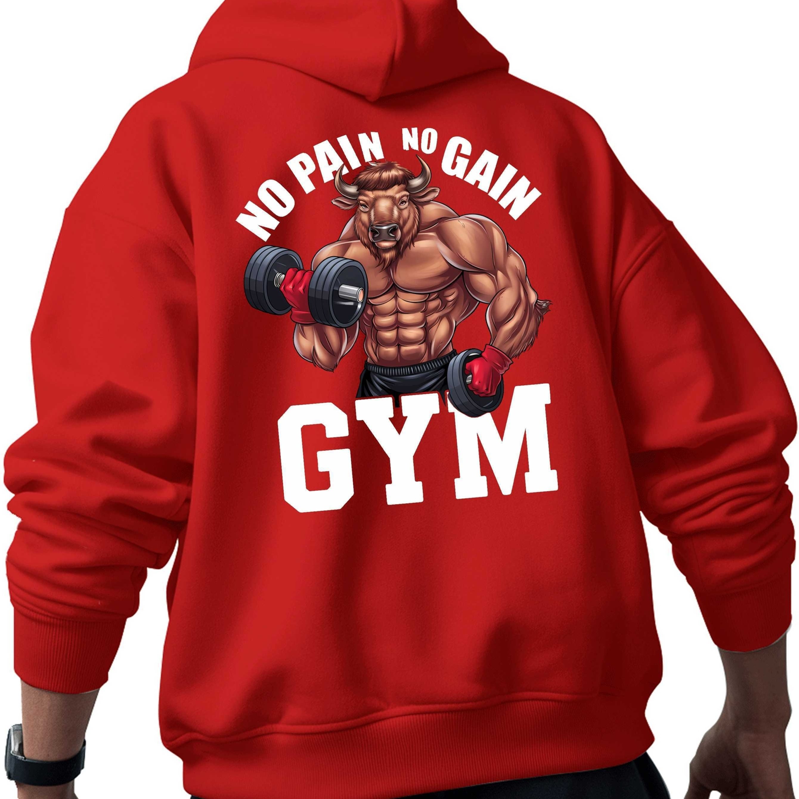 TEMU No Gym Men's Hoodie New Style Printed Sweatshirt On The Style Tops For Autumn And Winter Clothing Warm Comfortable Soft Fabrics Suitable For