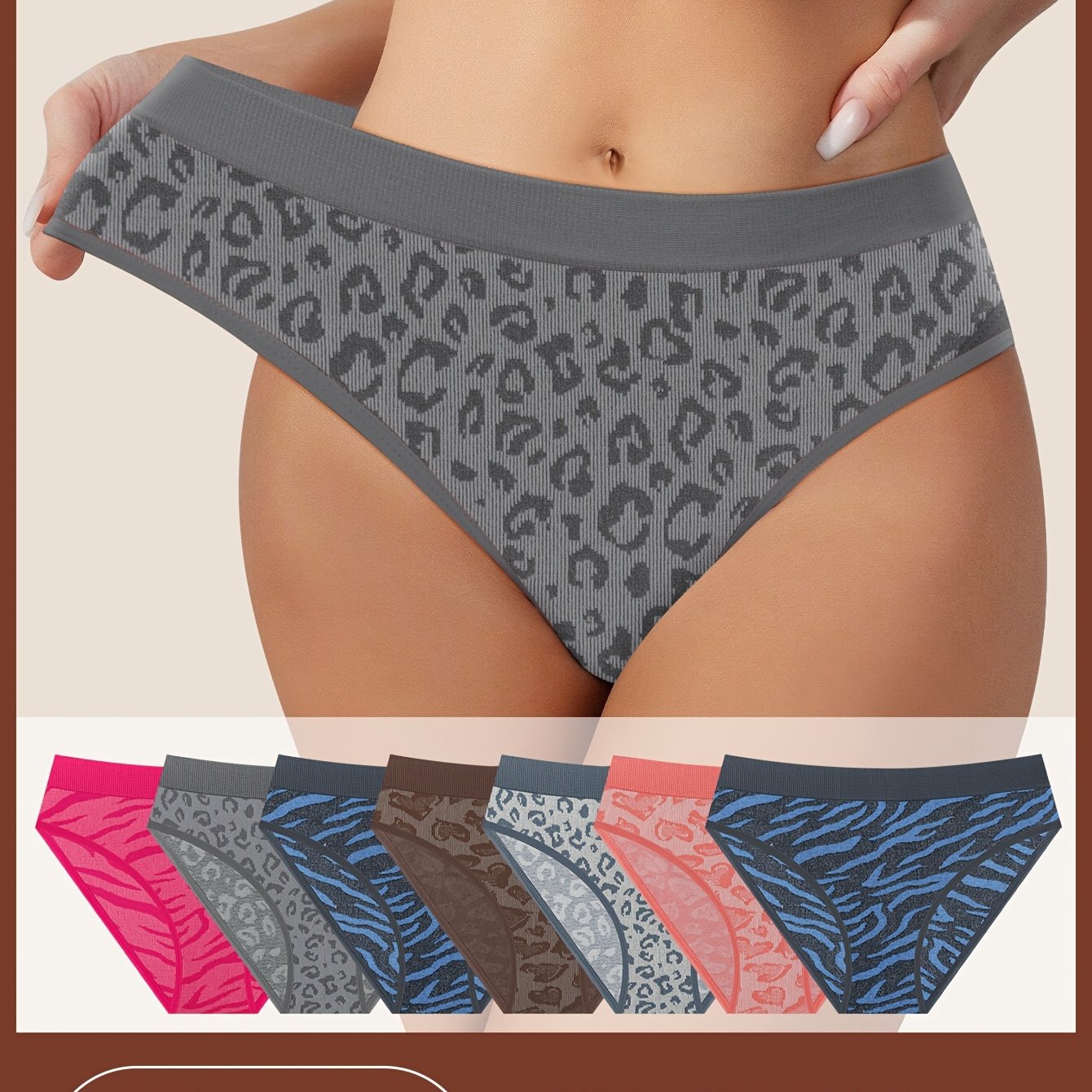 7-pack Women's Mid-rise Printed Panties, Seamless Briefs, Comfortable And Soft Everyday Underwear