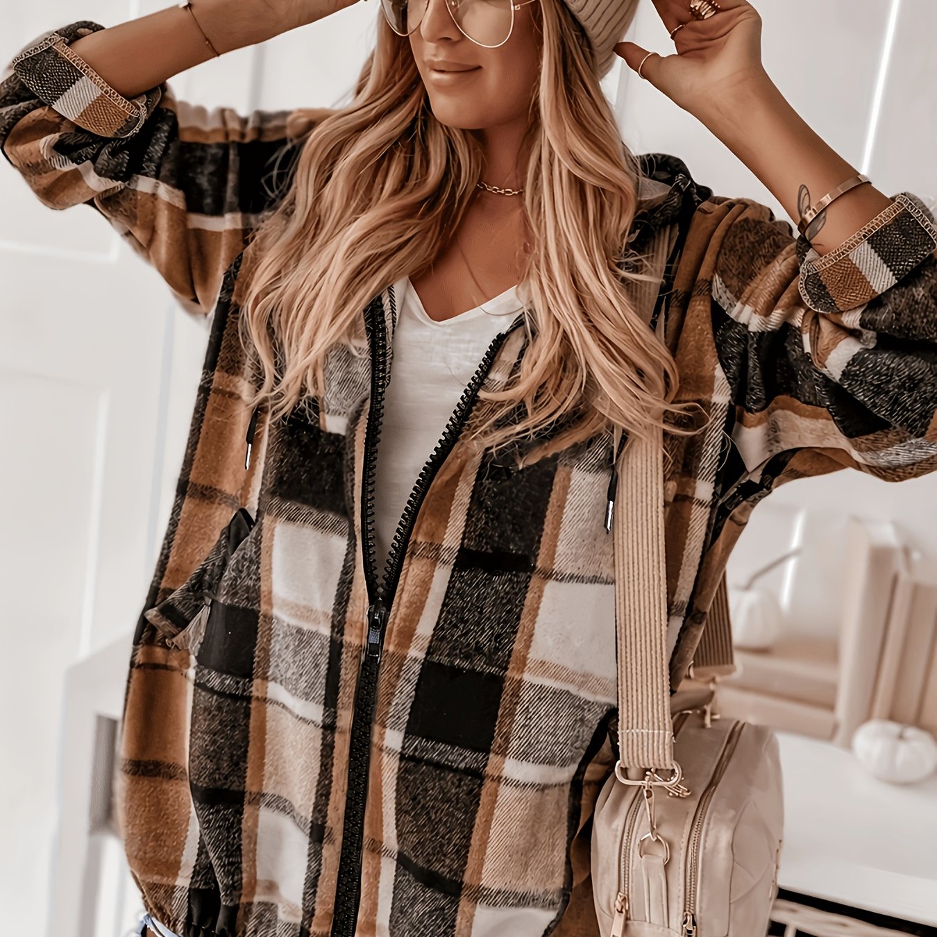 Image of Plus Size, Plus-size Women's Hooded Coat