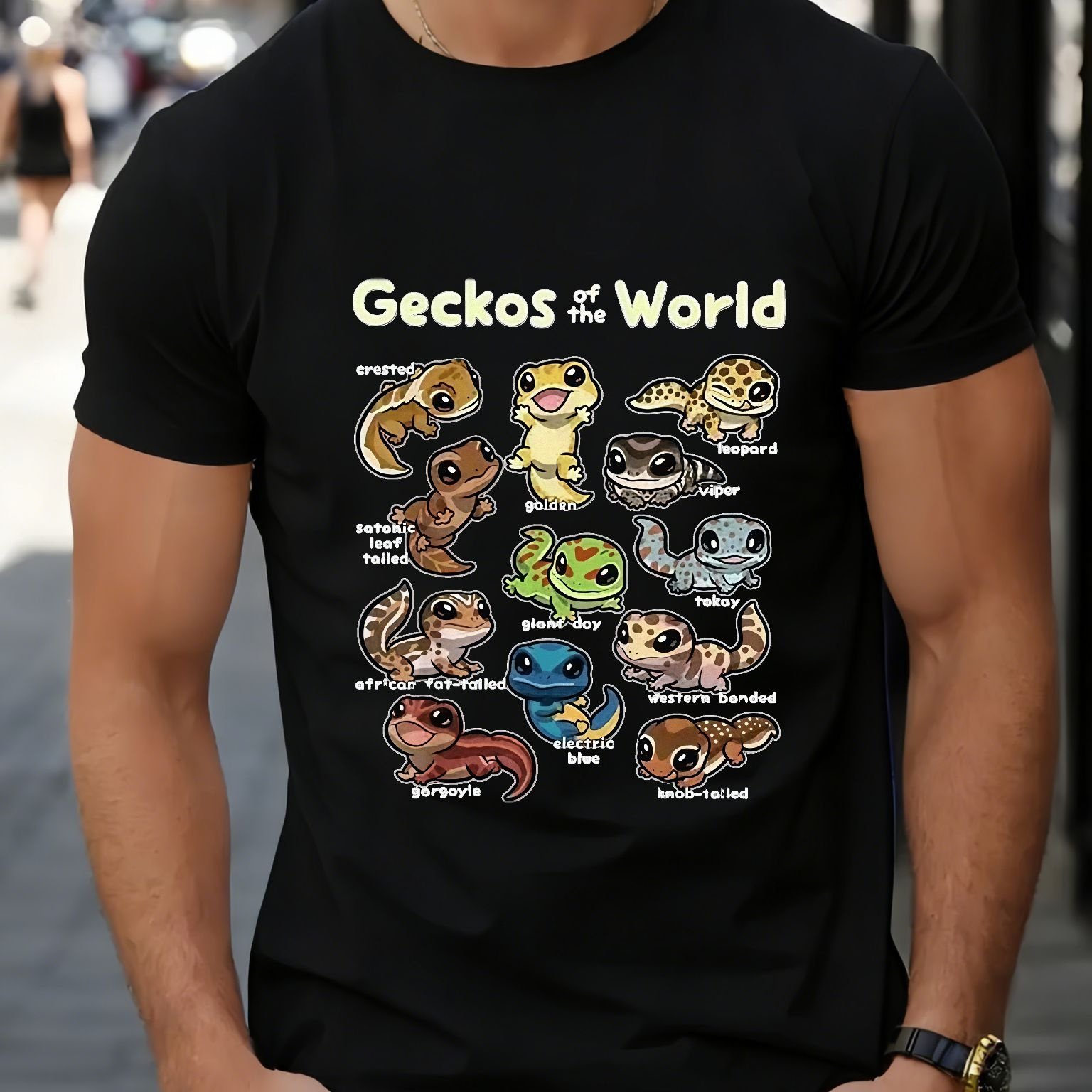 TEMU Suitable For Children' Colorful T-shirt - Reptile Lover' Crew Neck Short Sleeve With Multicolor Print, Casual - Wear For Reptile, & Everyday