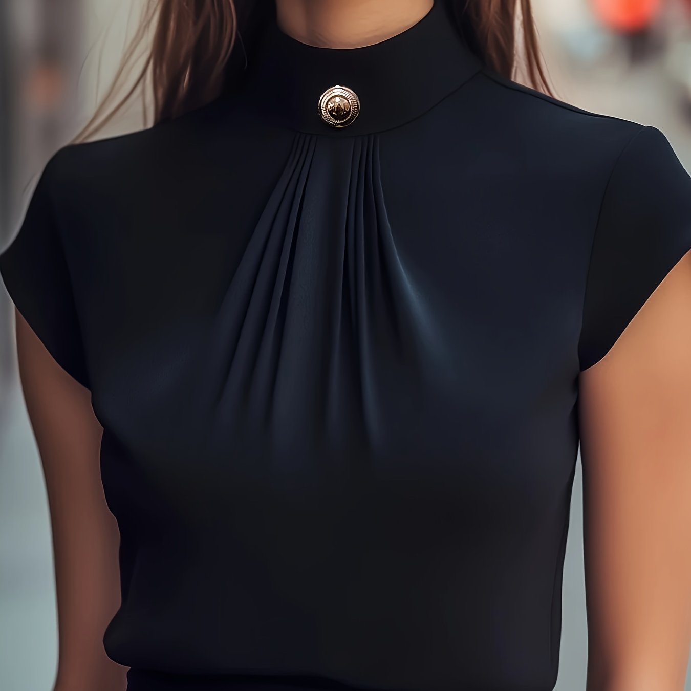 TEMU 2026 Summer New Arrival Elegant Women's Commuter Short Sleeve Sexy Pleated Shirt